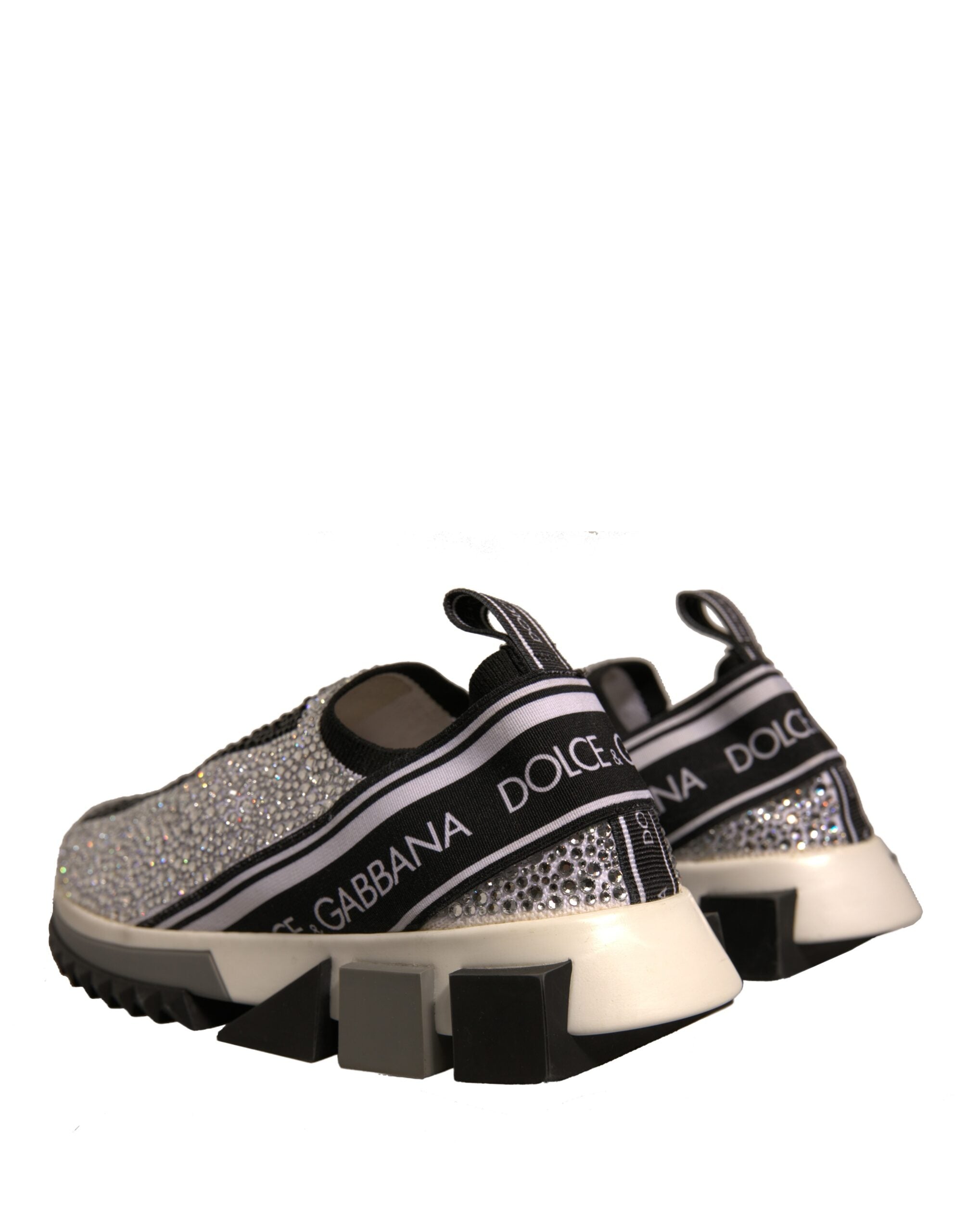 Dolce & Gabbana Silber Strass Sorrento Turnschuhe Schuhe