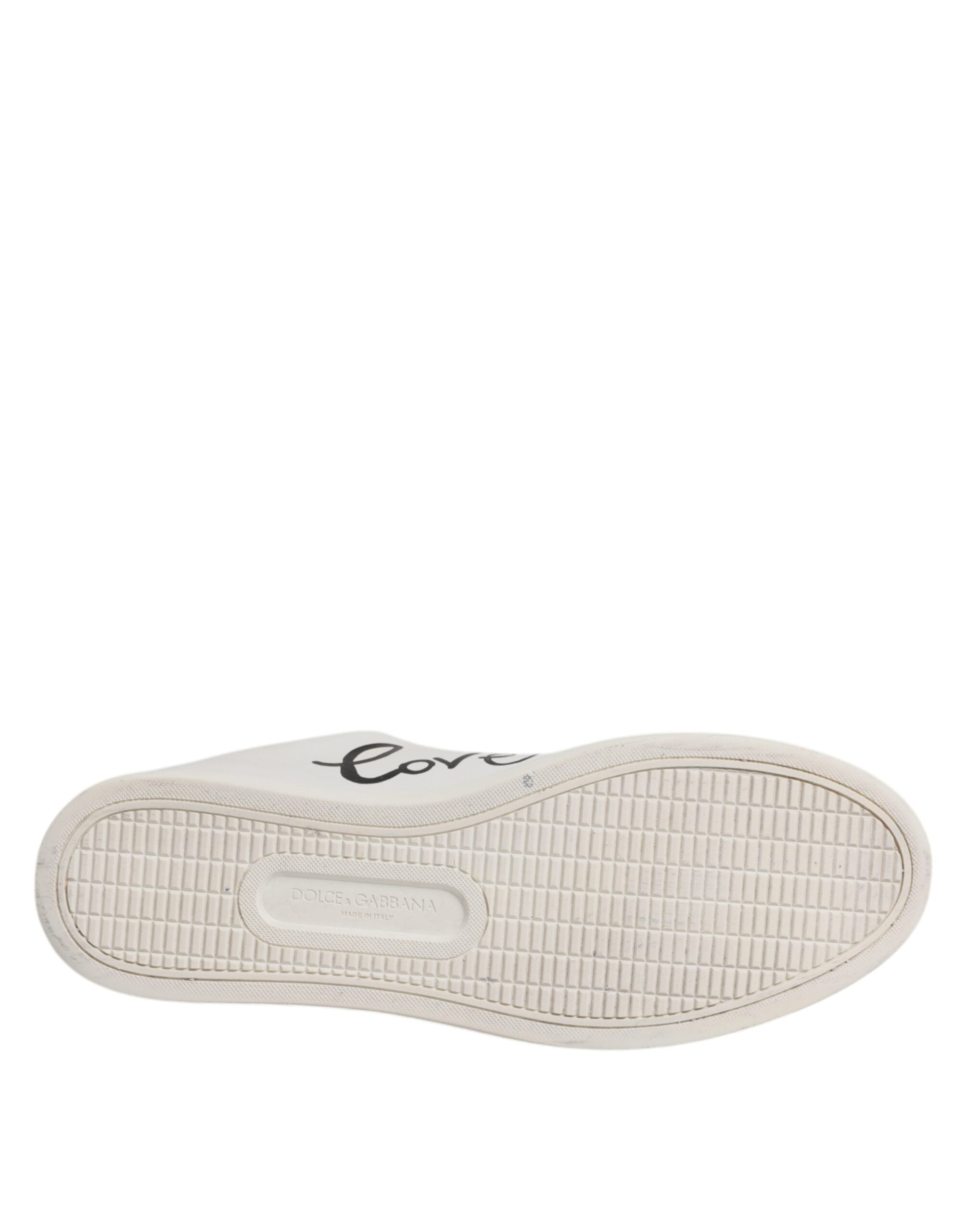 Dolce & Gabbana Weiß Leder Herz verschönert Turnschuhe Schuhe