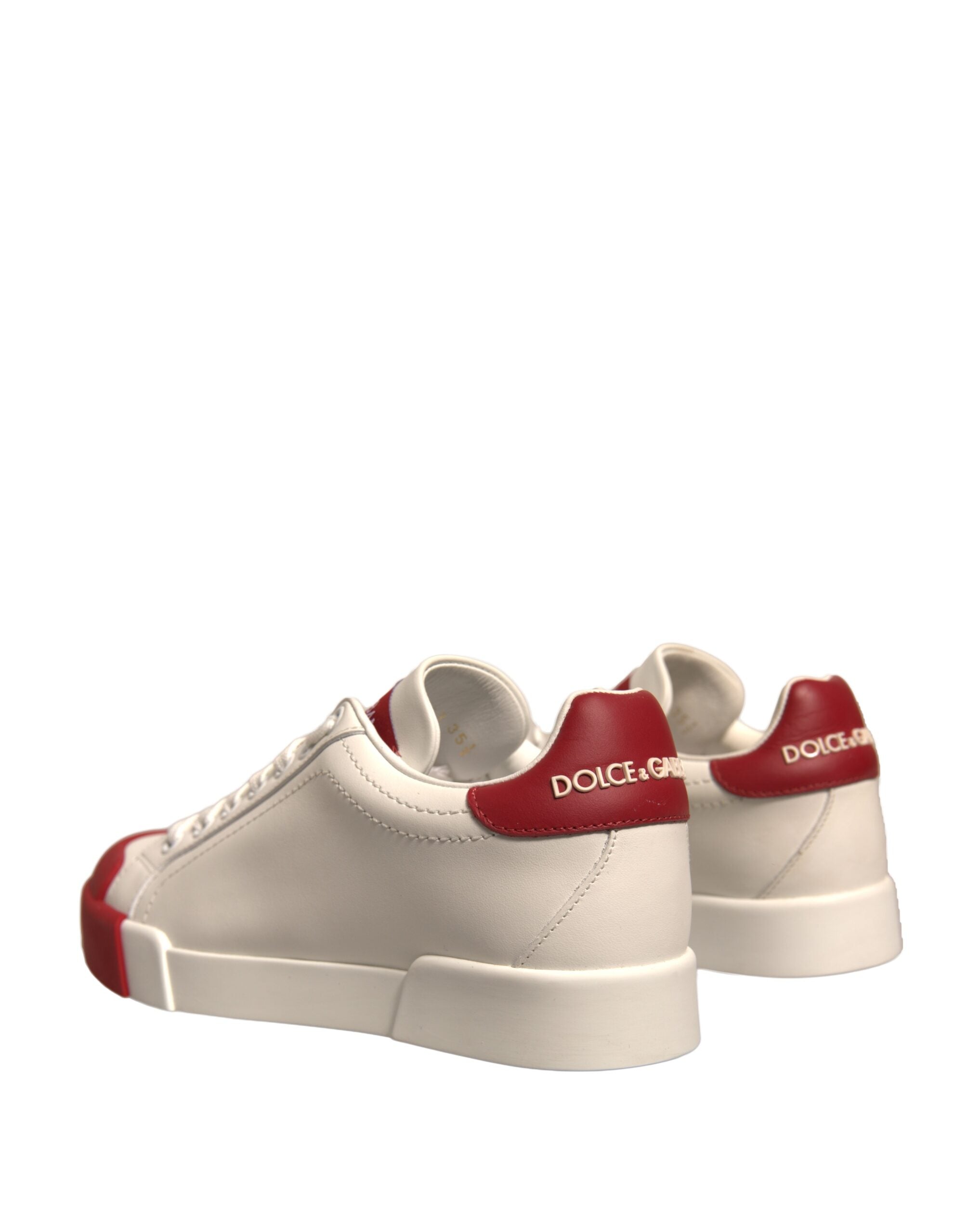 Dolce & Gabbana Schuhe Weiß Leder Logo Portofino Turnschuhe
