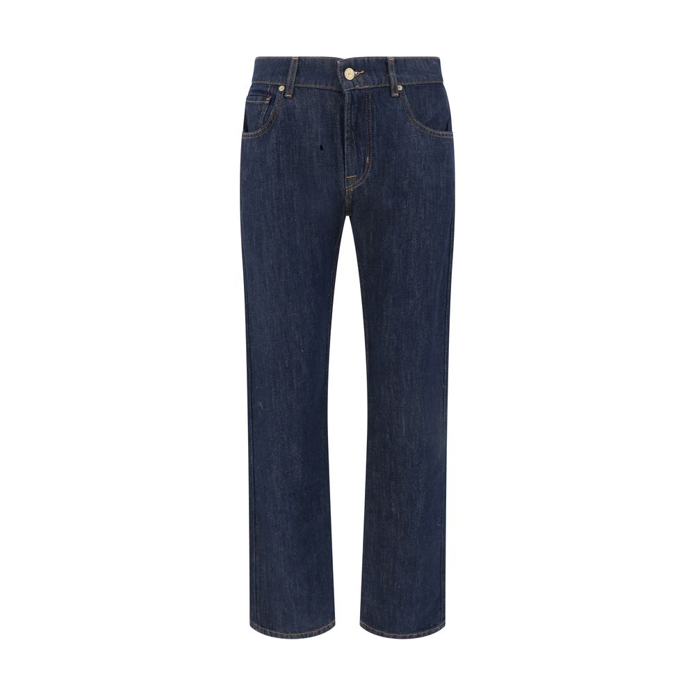 7FOR Gerade geschnittene Jeans aus Baumwolle in Blau