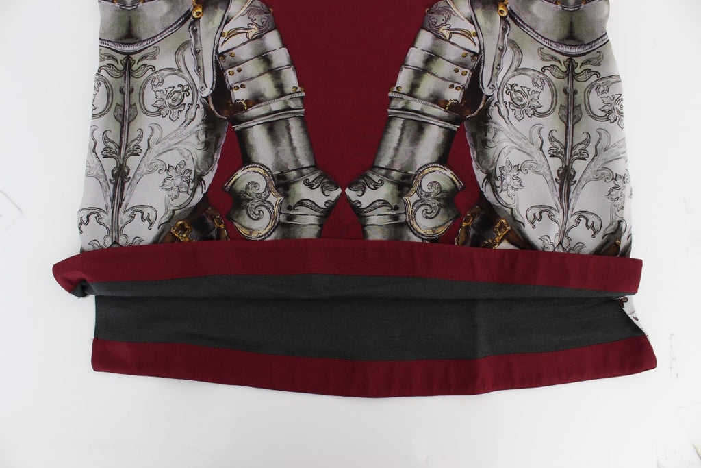 Dolce & Gabbana Red Knight Print Seidenbluse T-Shirt