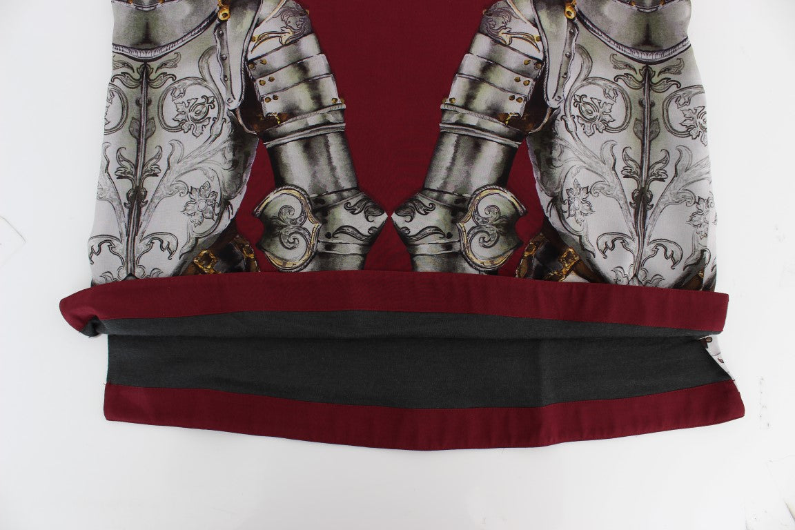 Dolce & Gabbana Red Knight Print Seidenbluse T-Shirt