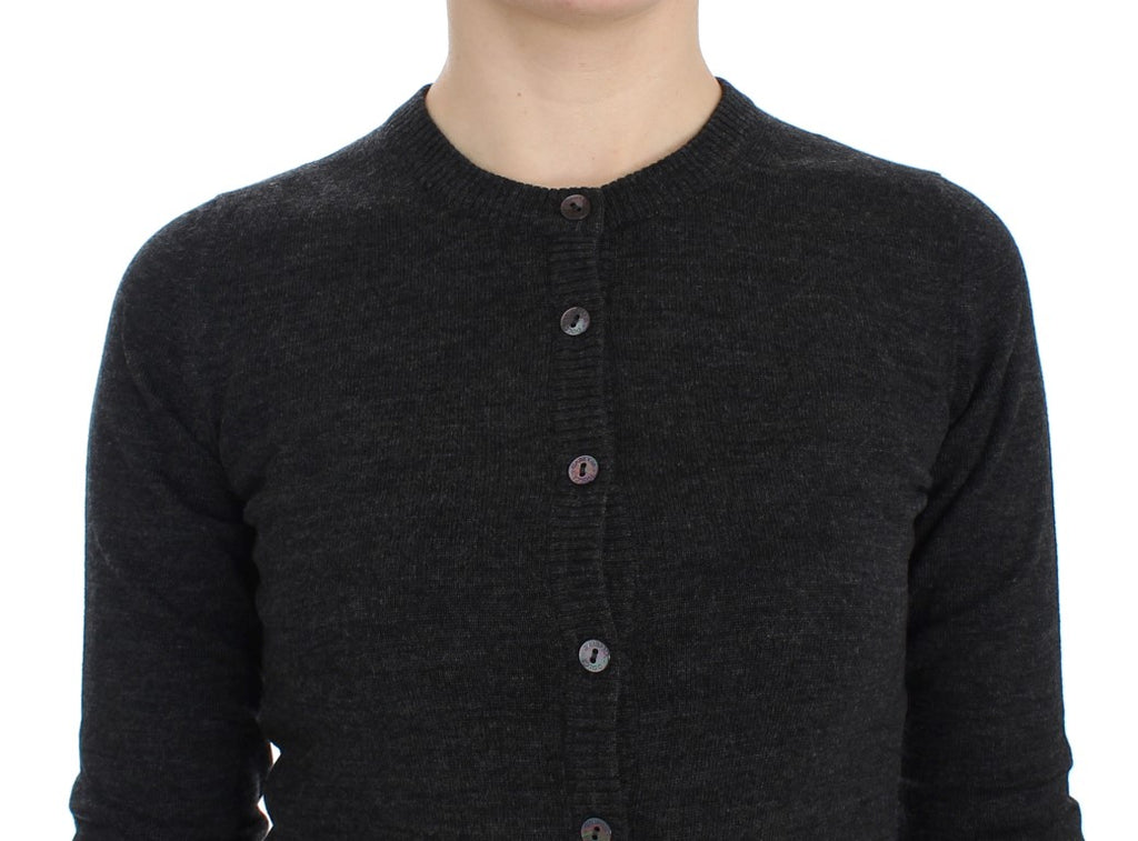 Dolce & Gabbana Grauer Wollpullover mit Knopfleiste