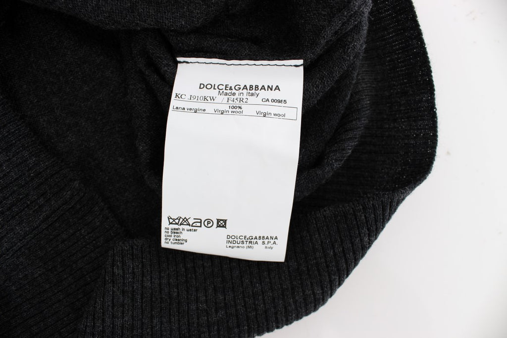 Dolce & Gabbana Grauer Wollpullover mit Knopfleiste