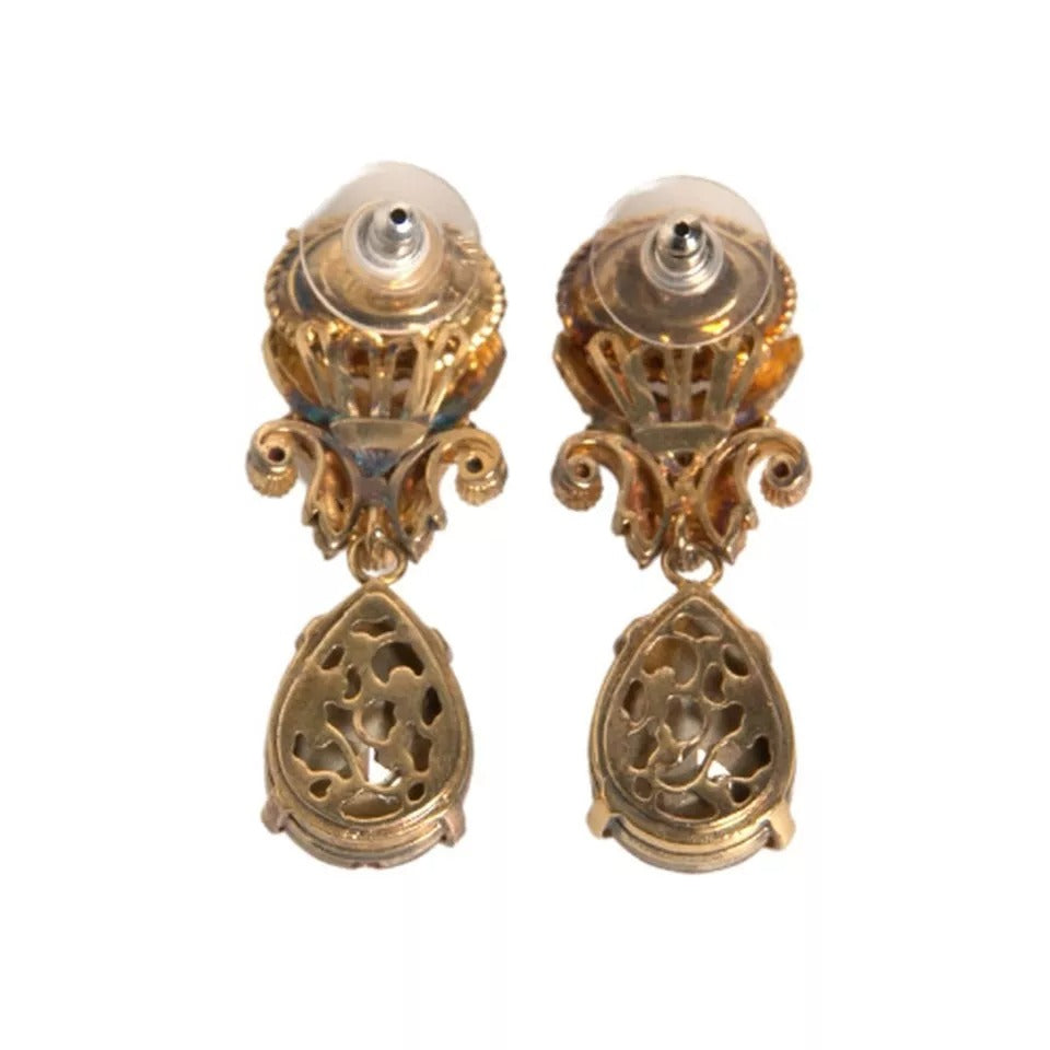 Dolce & Gabbana Gold 925 Sterling Silber Kristallschmuck baumelnde Brosche
