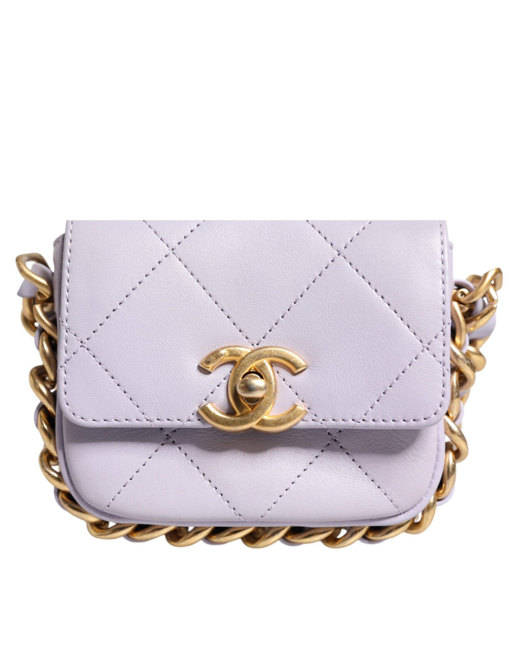 Chanel Blaue gesteppte Kalbsleder-Rahmenkette Mini-Crossbody-Tasche