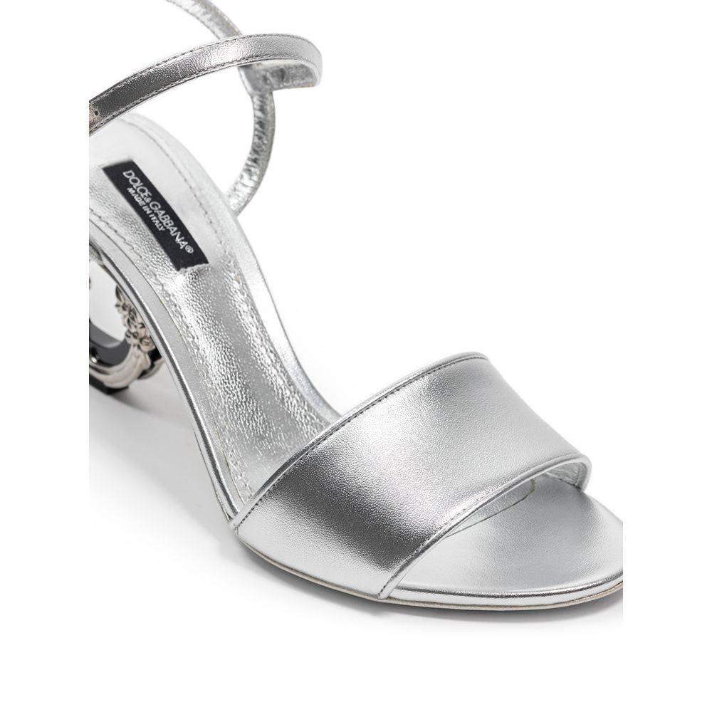 Dolce & Gabbana Graue Leder-Sandale