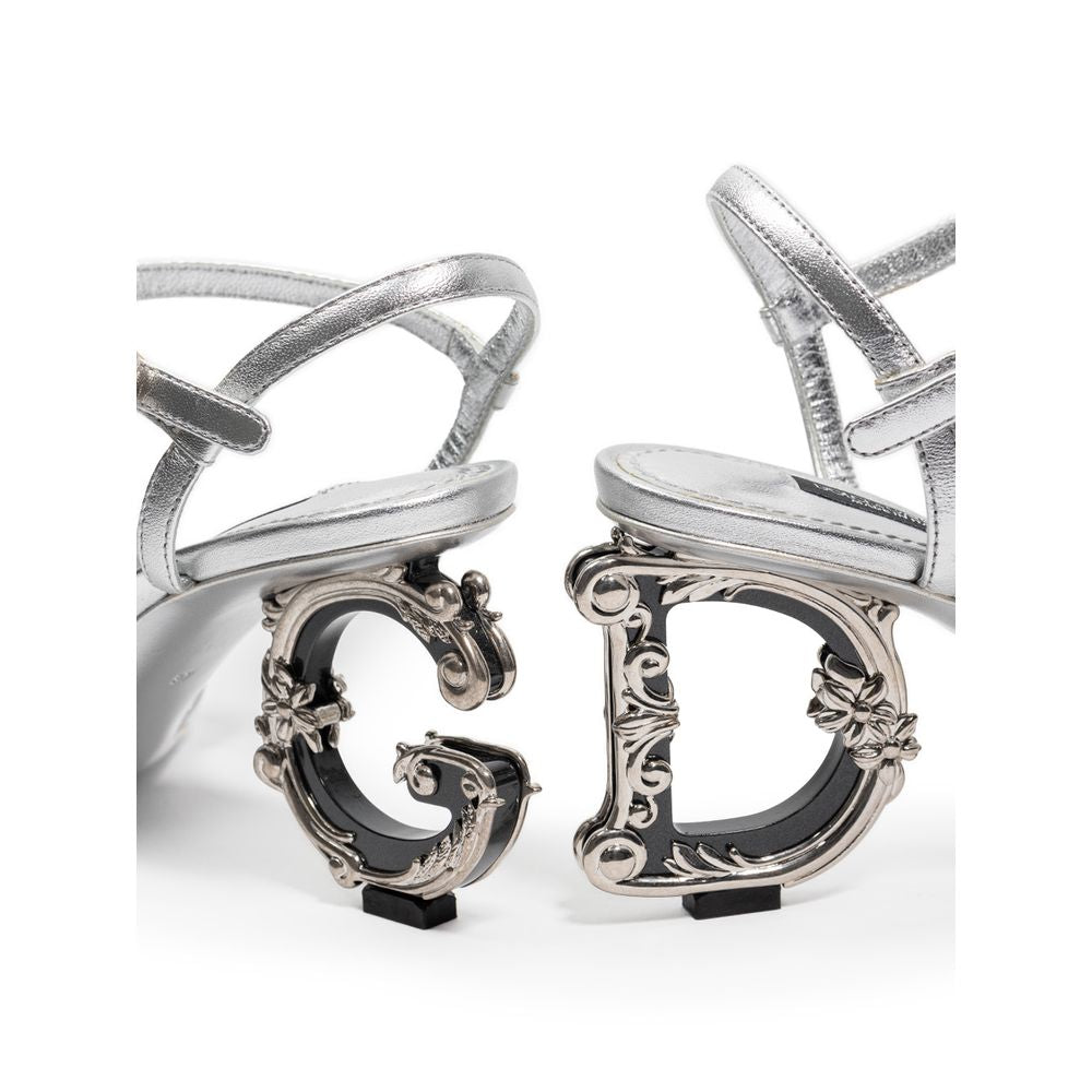 Dolce & Gabbana Graue Leder-Sandale