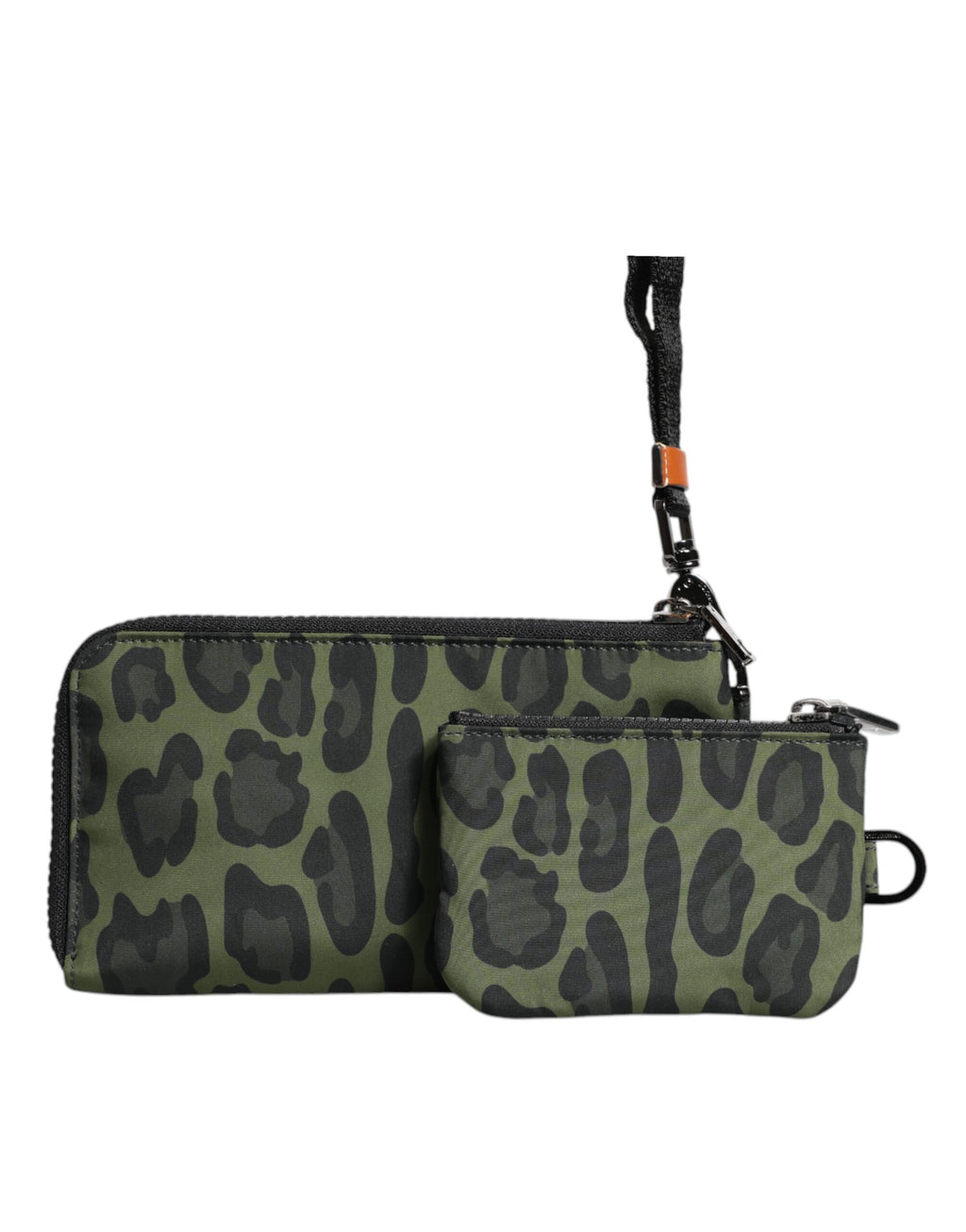 Dolce & Gabbana Grüne Leopardenleder-Logo-Plakette Multifunktions-Kit-Tasche
