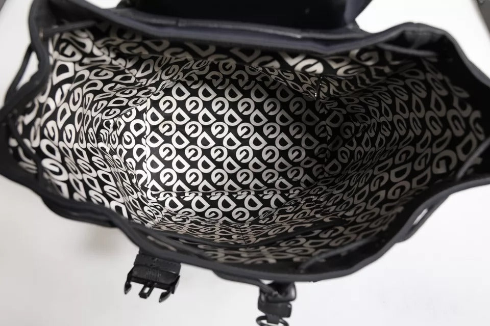 Dolce & Gabbana Schwarzer Neopren Nylon DG Logo Schulrucksack Tasche