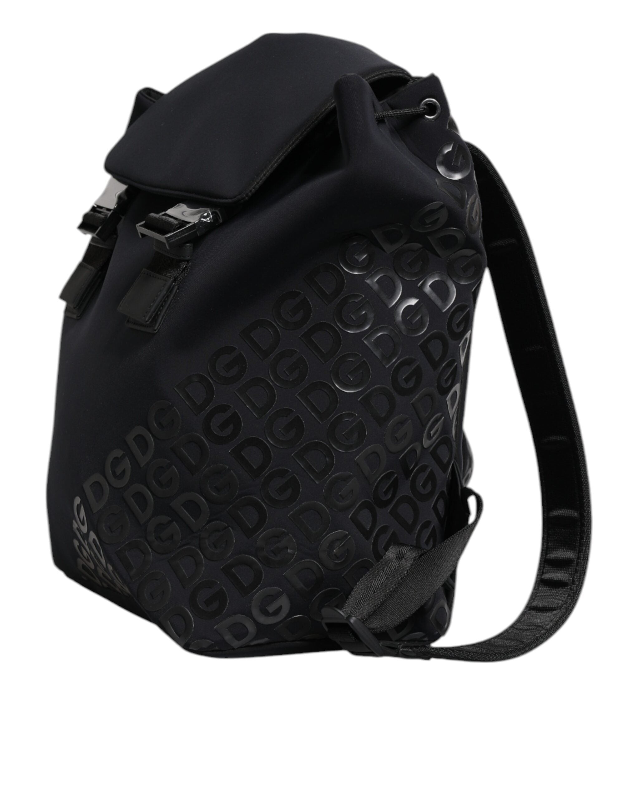 Dolce & Gabbana Schwarzer Neopren Nylon DG Logo Schulrucksack Tasche