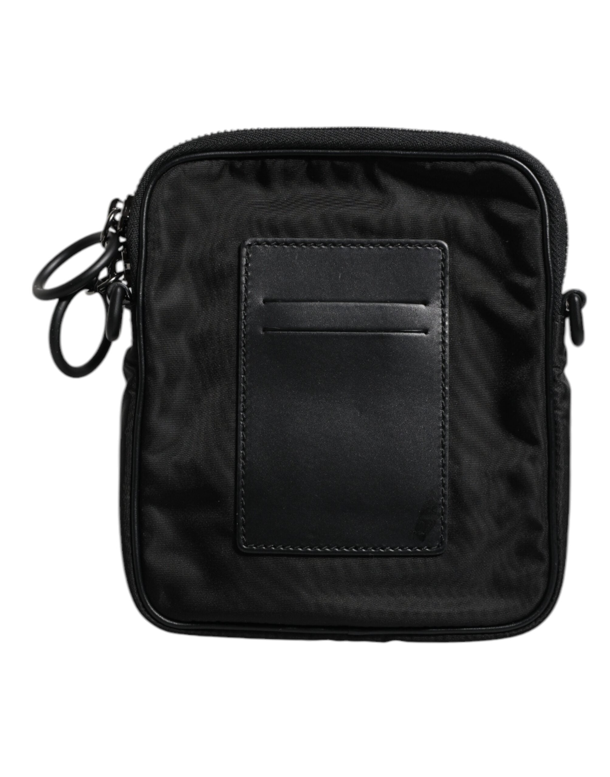 Dolce & Gabbana Schwarze Logo Print Scuba Crossbody Umhängetasche