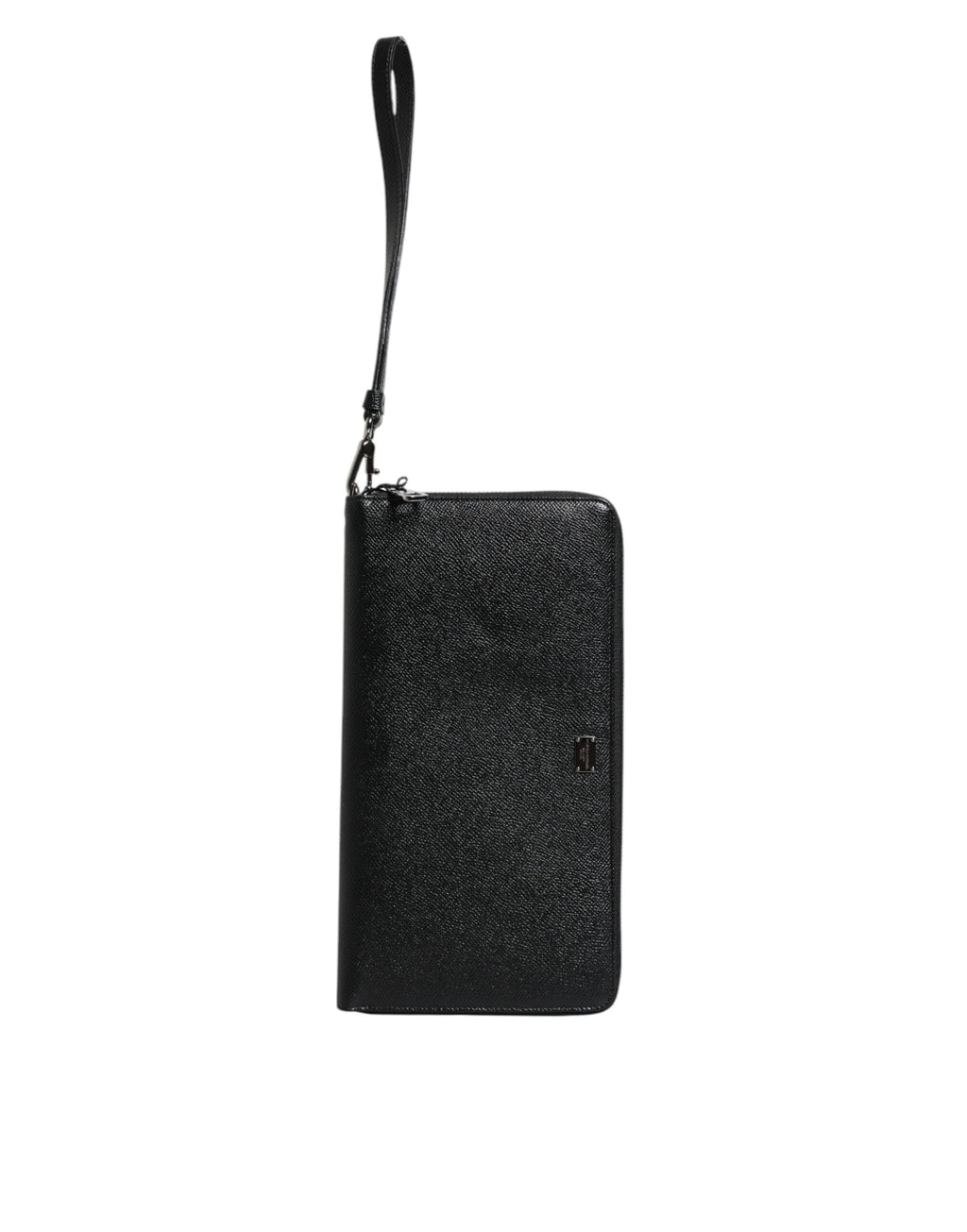 Dolce & Gabbana Schwarzes Kalbsleder Logo Zip Around Continental Brieftasche