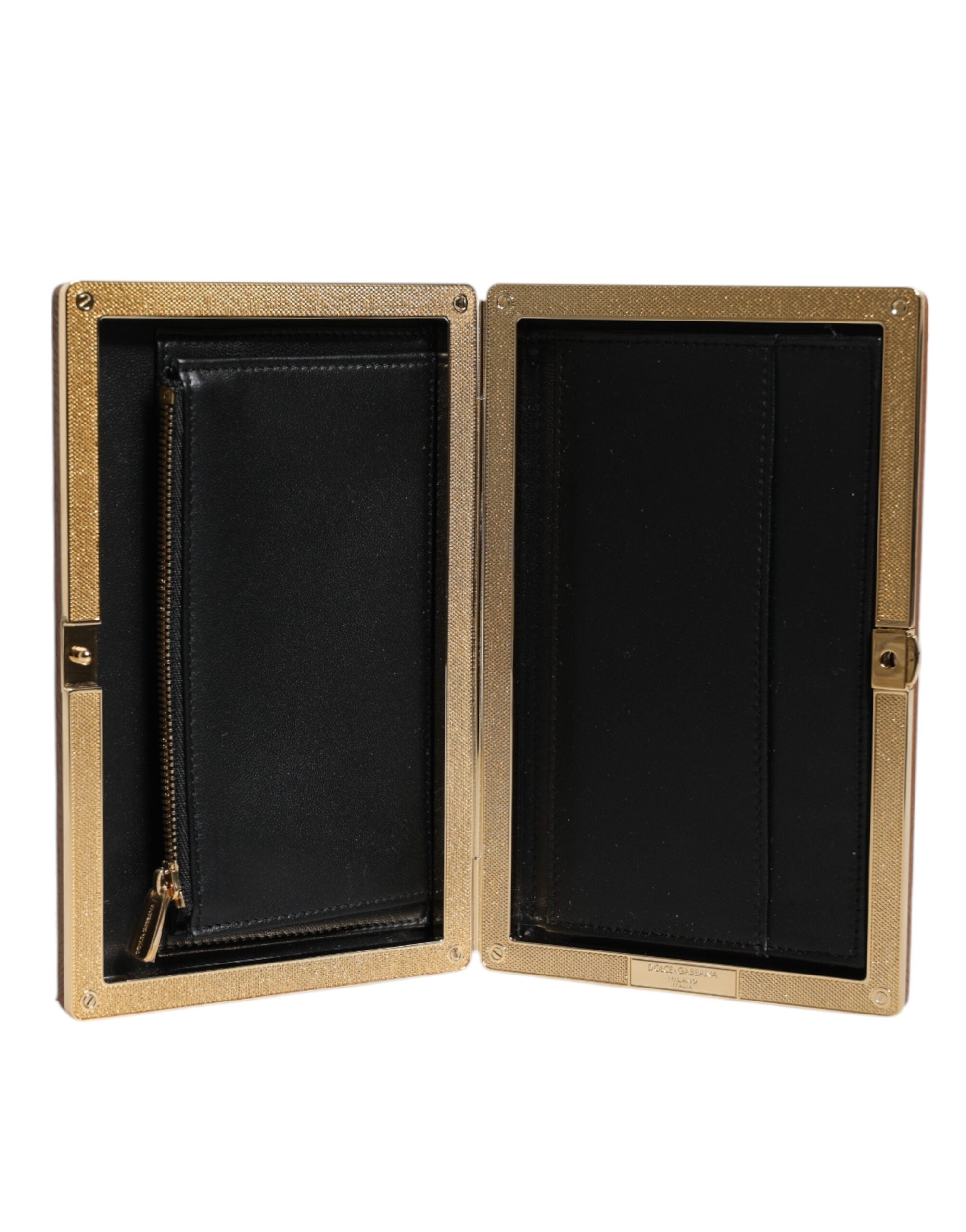 Dolce & Gabbana Braune Leder Clutch Abend Crossbody Tasche