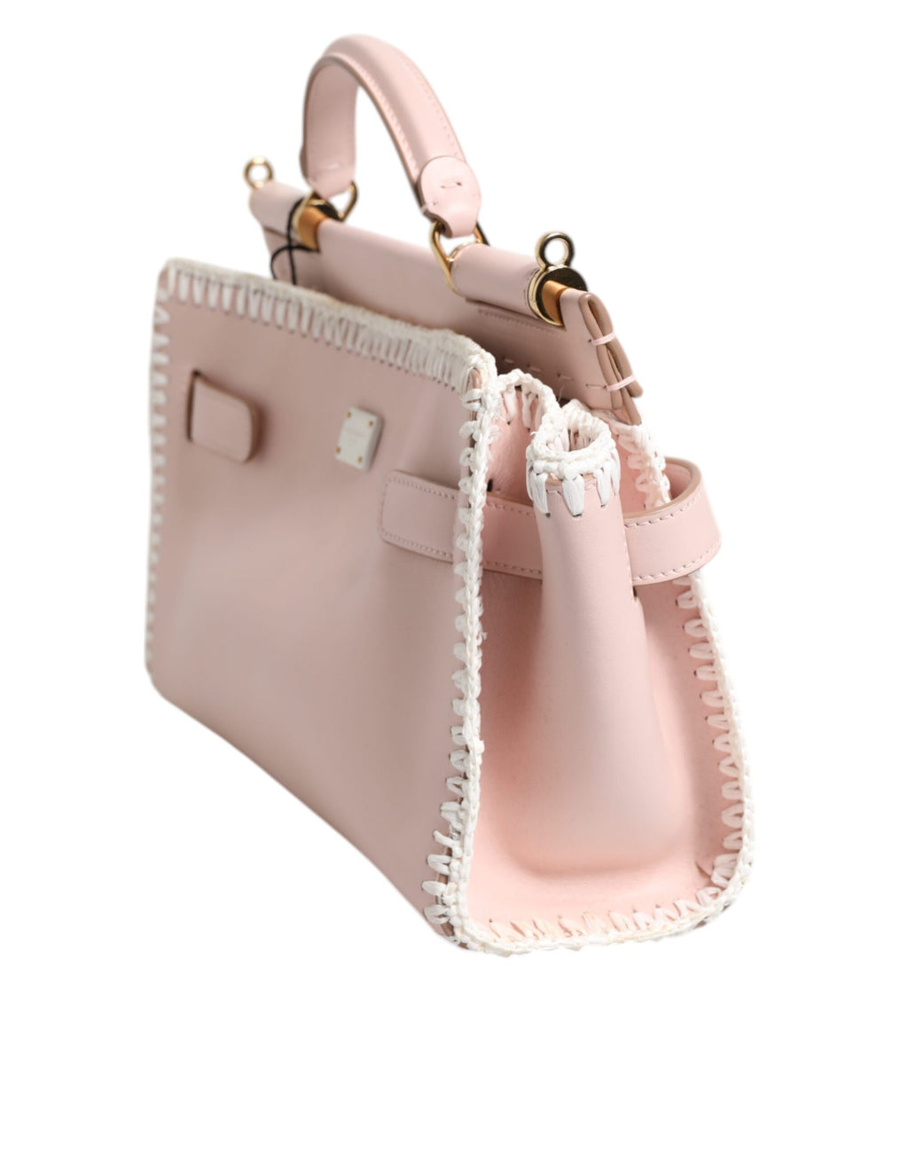 Dolce & Gabbana Hellrosa Logo-Plakette Crossbody Bag aus weichem Leder mit Riemen