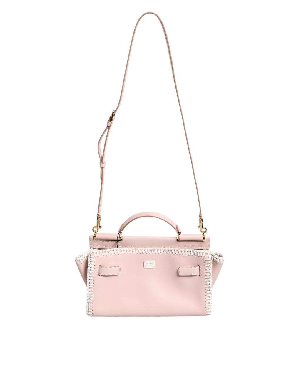 Dolce & Gabbana Hellrosa Logo-Plakette Crossbody Bag aus weichem Leder mit Riemen