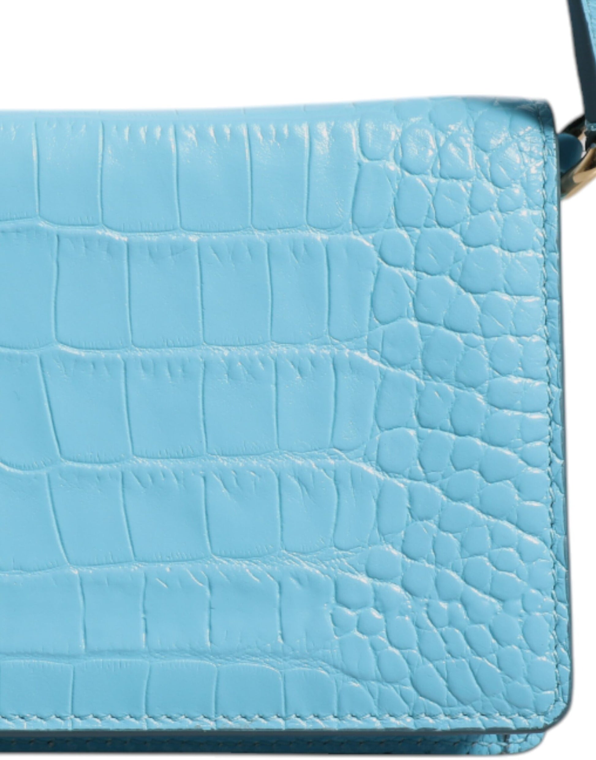 Dolce & Gabbana Blaue Maxi Plate Leder Crossbody Handytasche mit Branding