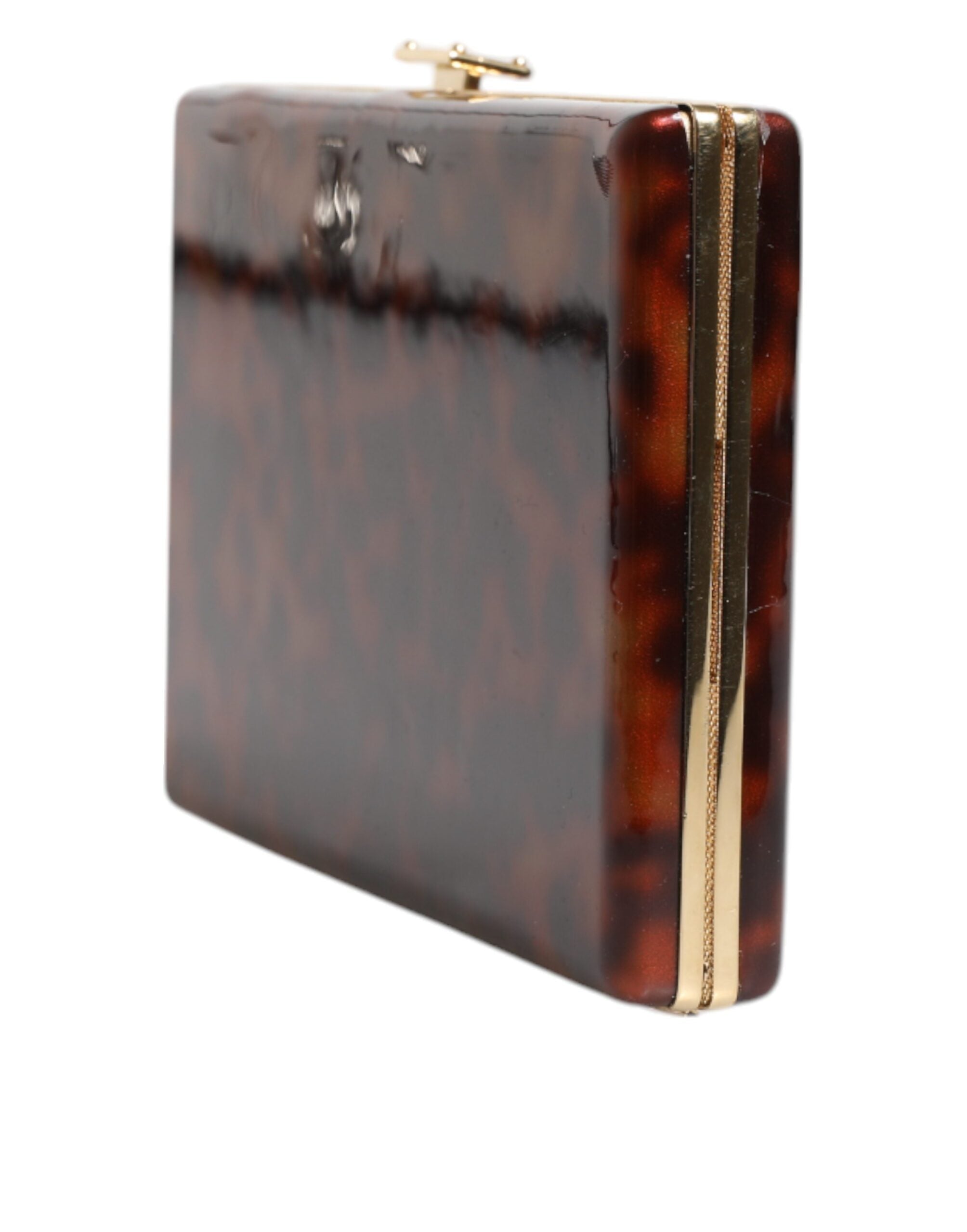 Dolce & Gabbana Braune Leder Clutch Abend Crossbody Tasche