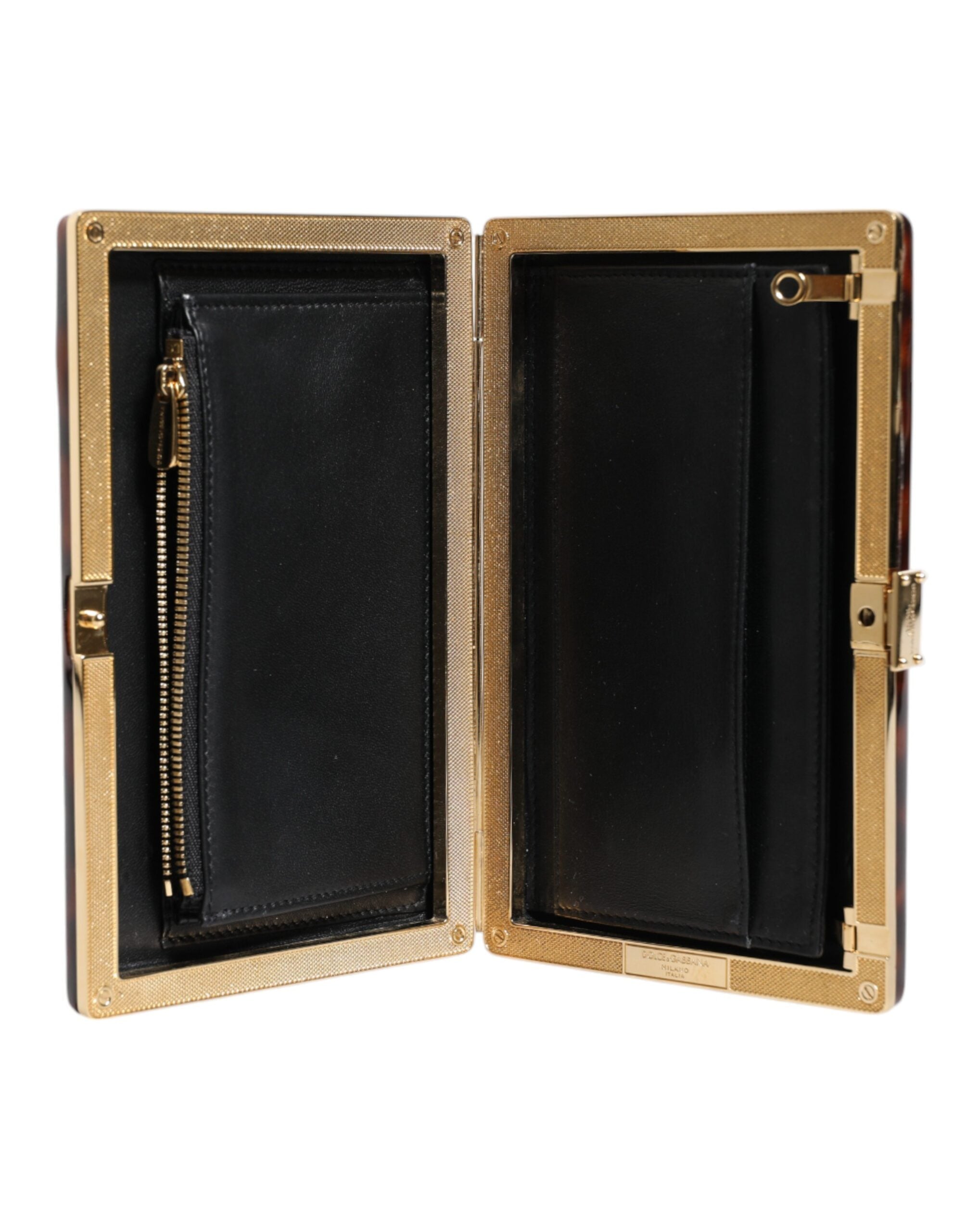 Dolce & Gabbana Braune Leder Clutch Abend Crossbody Tasche