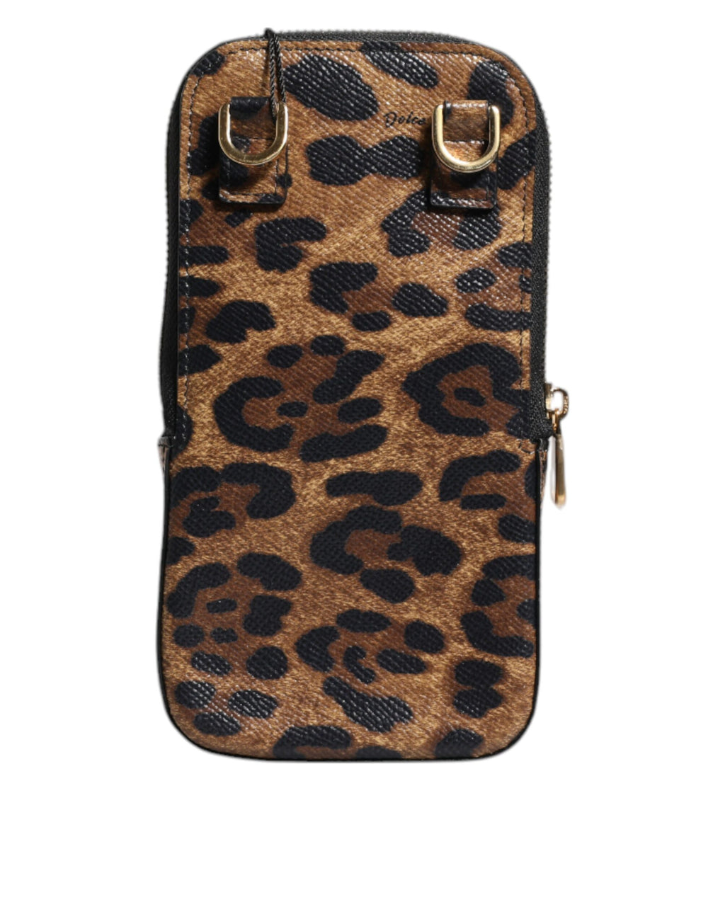 Dolce & Gabbana Braunes Leopardenmuster Dauphine Leder Brieftasche mit Reißverschluss