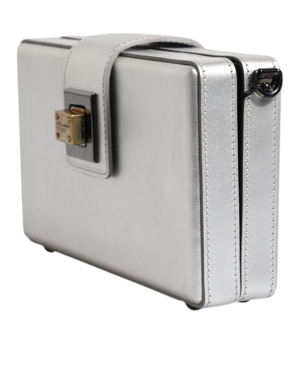 Dolce & Gabbana Metallic-Silber DG BOX Leder-Schulterriemen-Tasche
