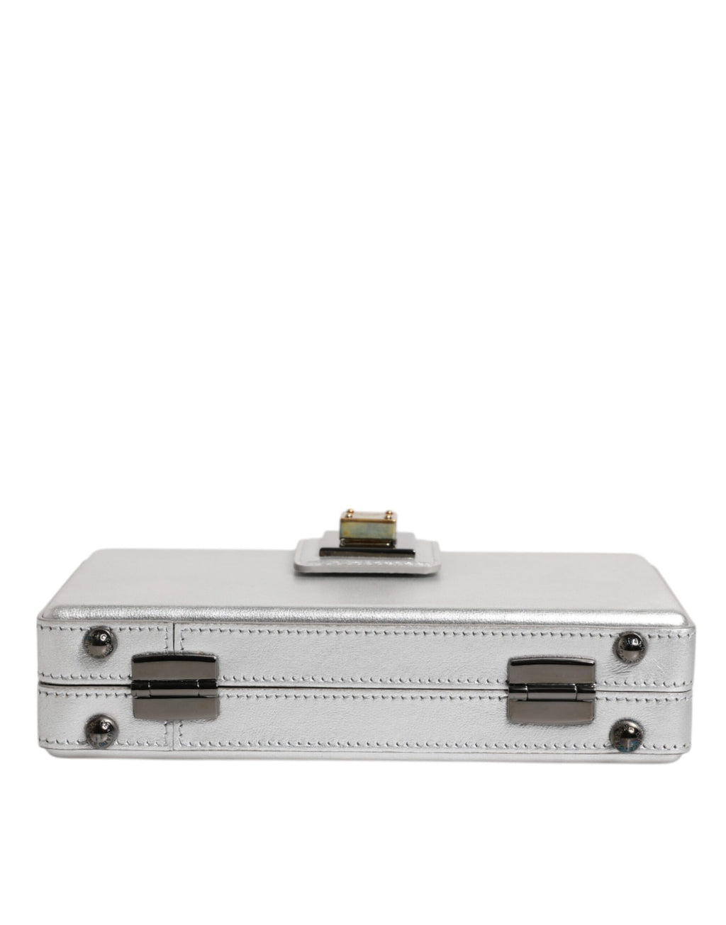 Dolce & Gabbana Metallic-Silber DG BOX Leder-Schulterriemen-Tasche