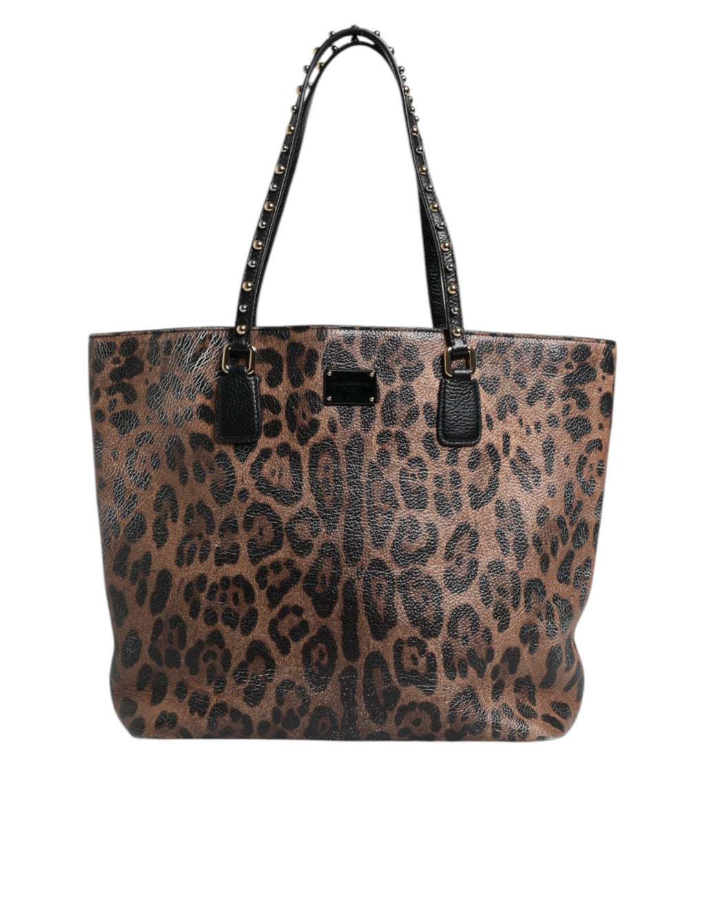Dolce & Gabbana Braunes schwarzes Kalbsleder mit Leopardenmuster Umhängetasche