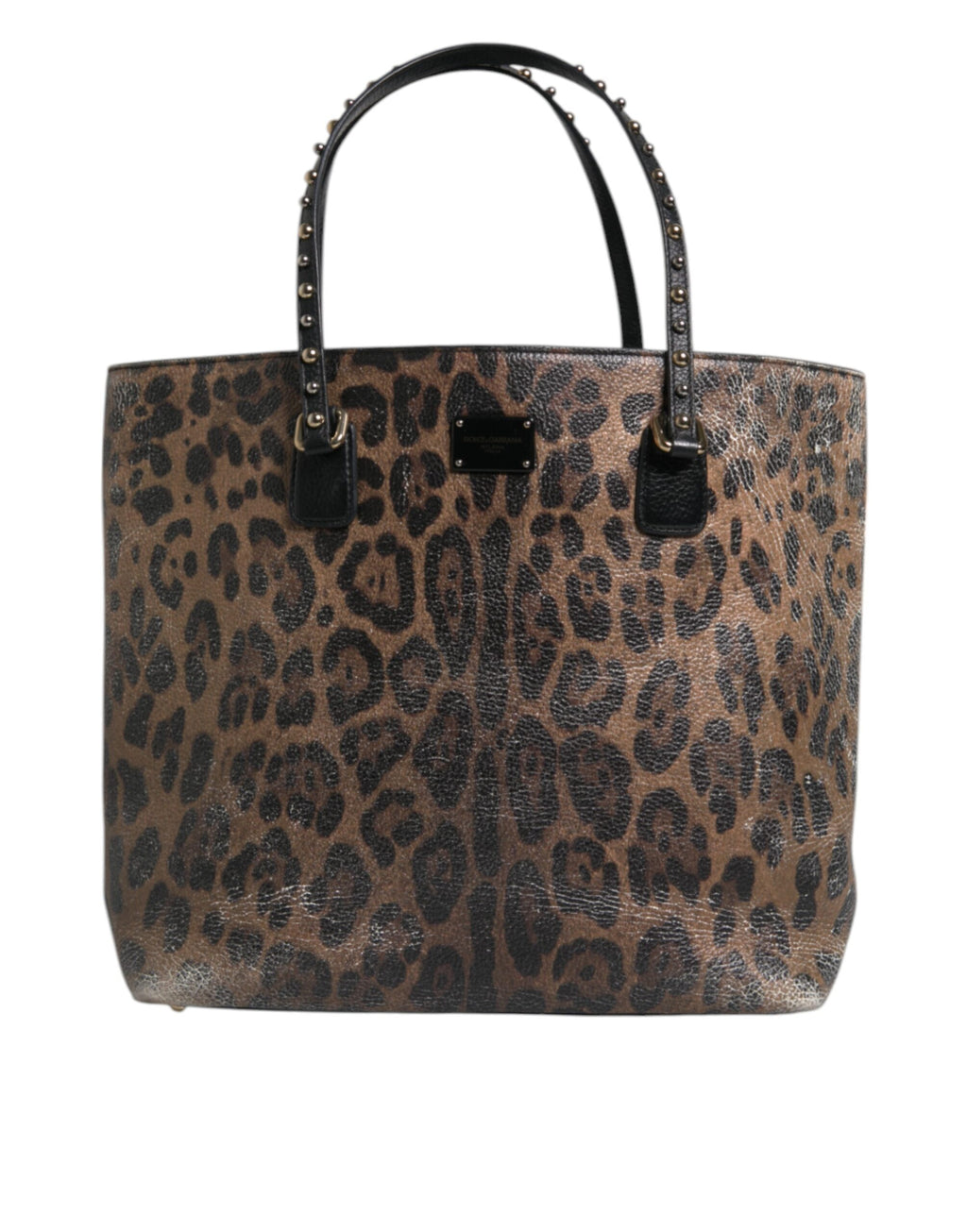 Dolce & Gabbana Braunes schwarzes Kalbsleder mit Leopardenmuster Umhängetasche