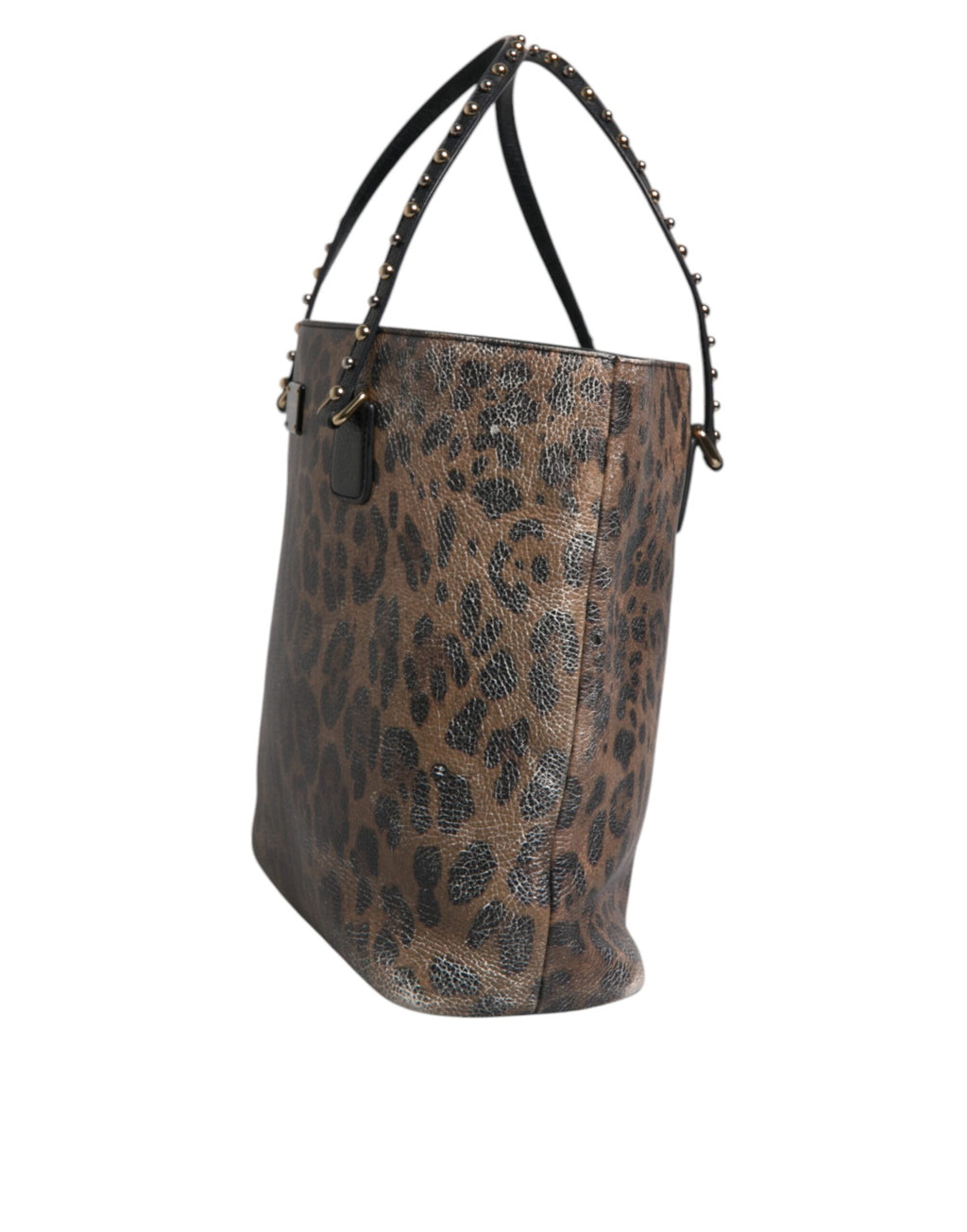 Dolce & Gabbana Braunes schwarzes Kalbsleder mit Leopardenmuster Umhängetasche