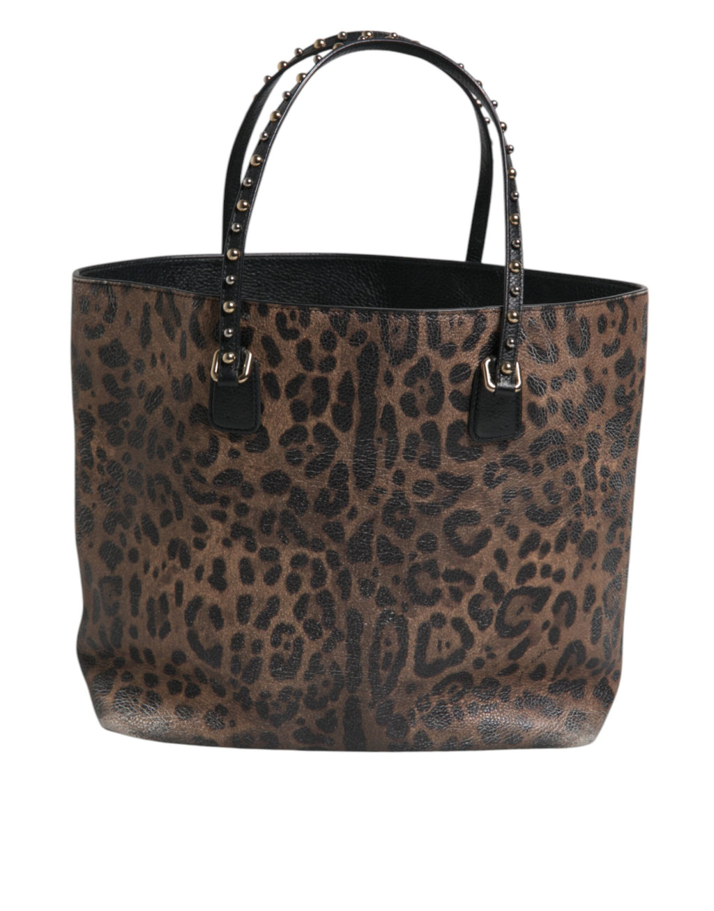 Dolce & Gabbana Braunes schwarzes Kalbsleder mit Leopardenmuster Umhängetasche