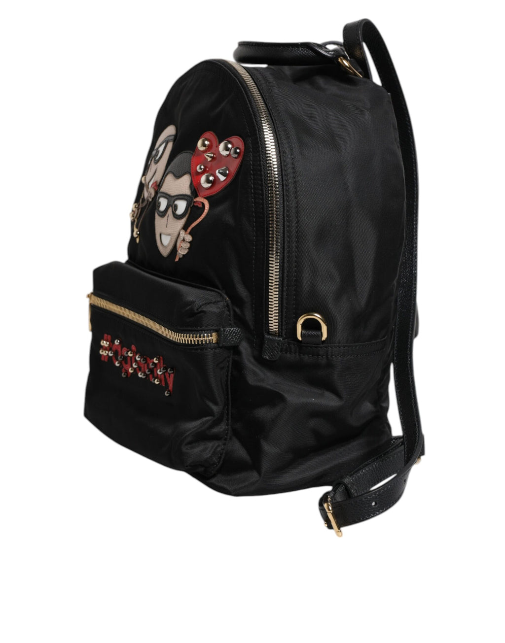 Dolce & Gabbana Schwarzes Nylon #DGFAMILY VULCANO verschönerte Rucksacktasche