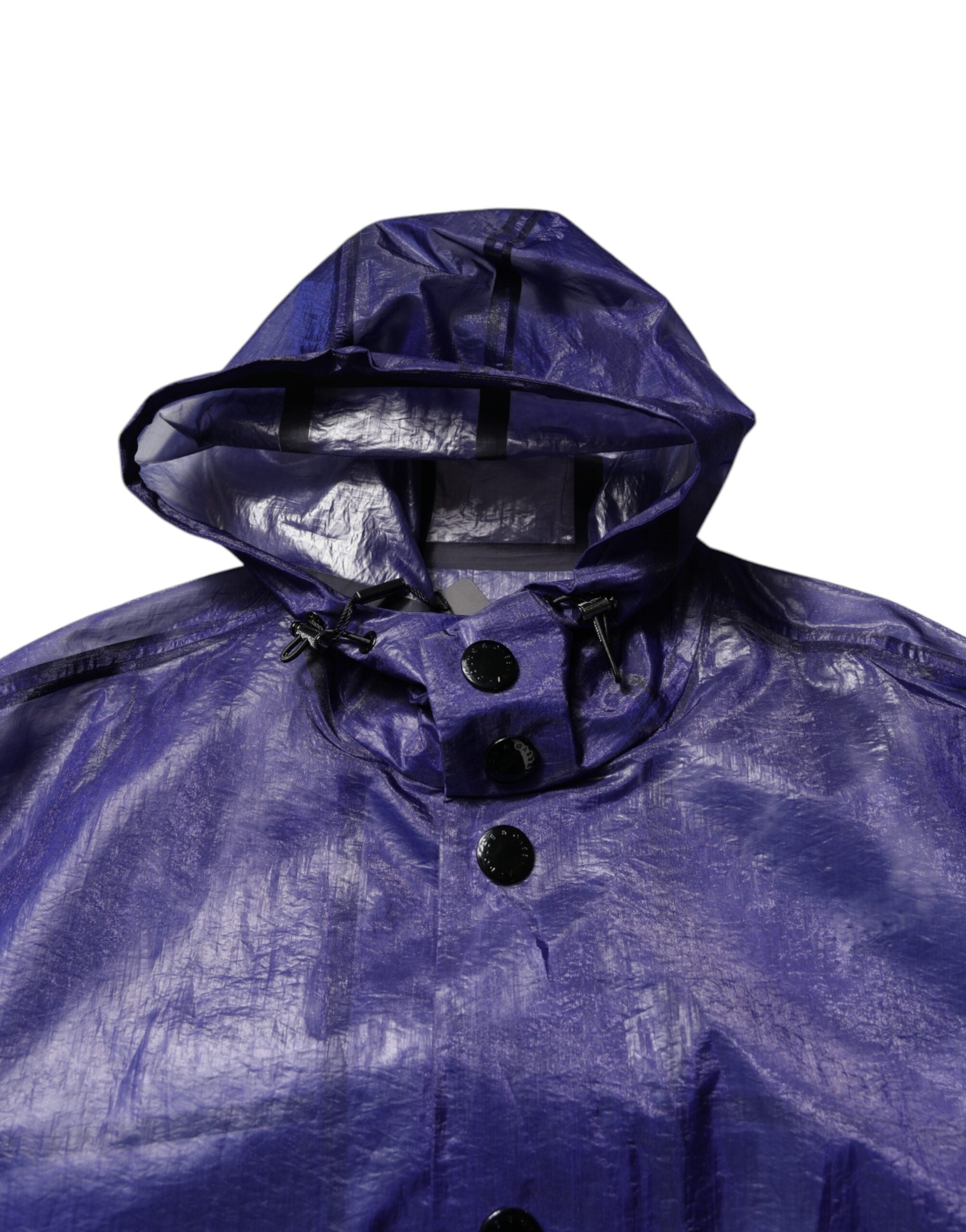 Dolce & Gabbana Dunkelblau Baumwolle mit Kapuze Männer Regenmantel Jacke