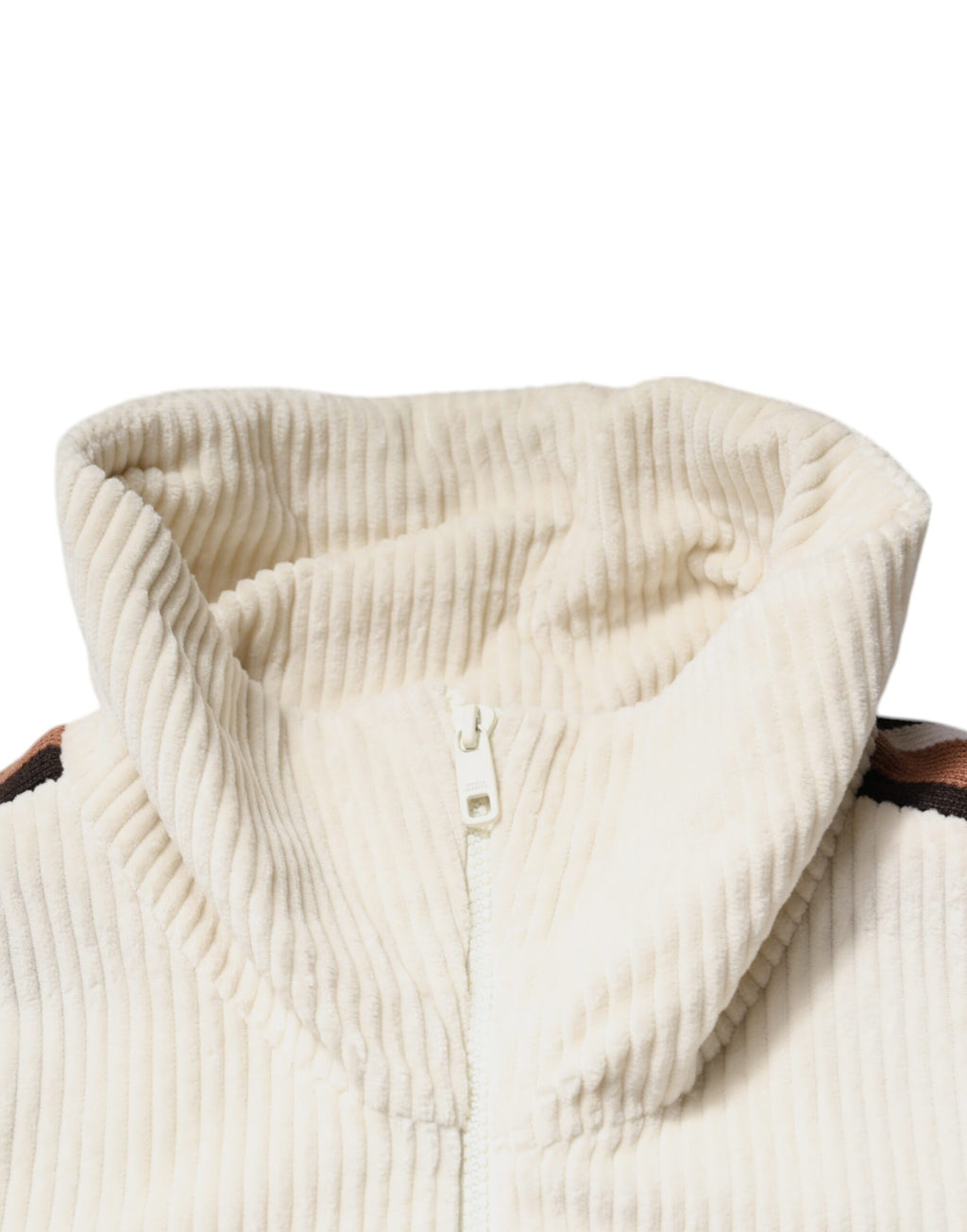 Dolce & Gabbana Beige Logo-Applikation Baumwoll-Cordjacke mit Reißverschluss