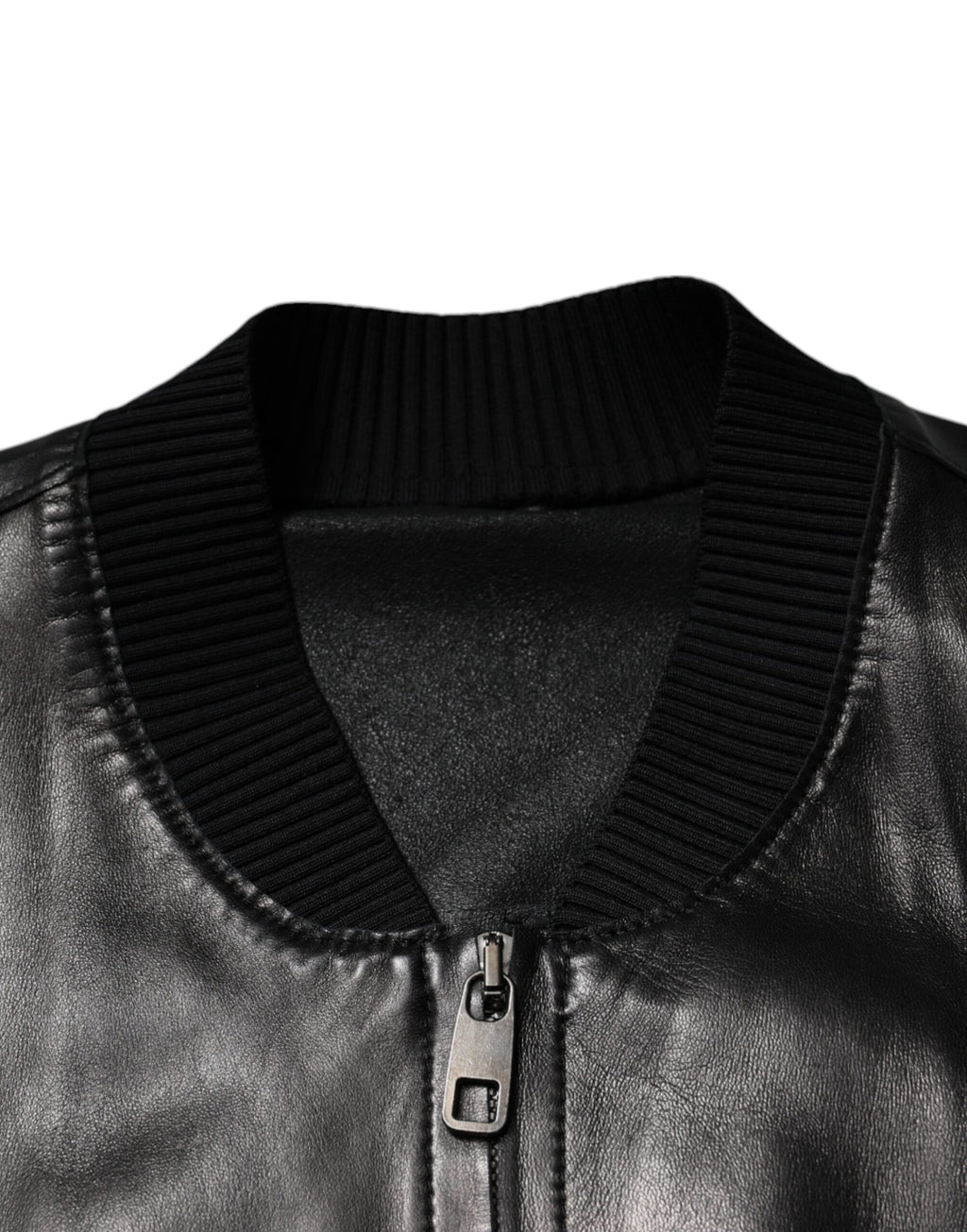 Dolce & Gabbana Schwarze Biker-Blouson-Jacke mit durchgehendem Reißverschluss aus Leder