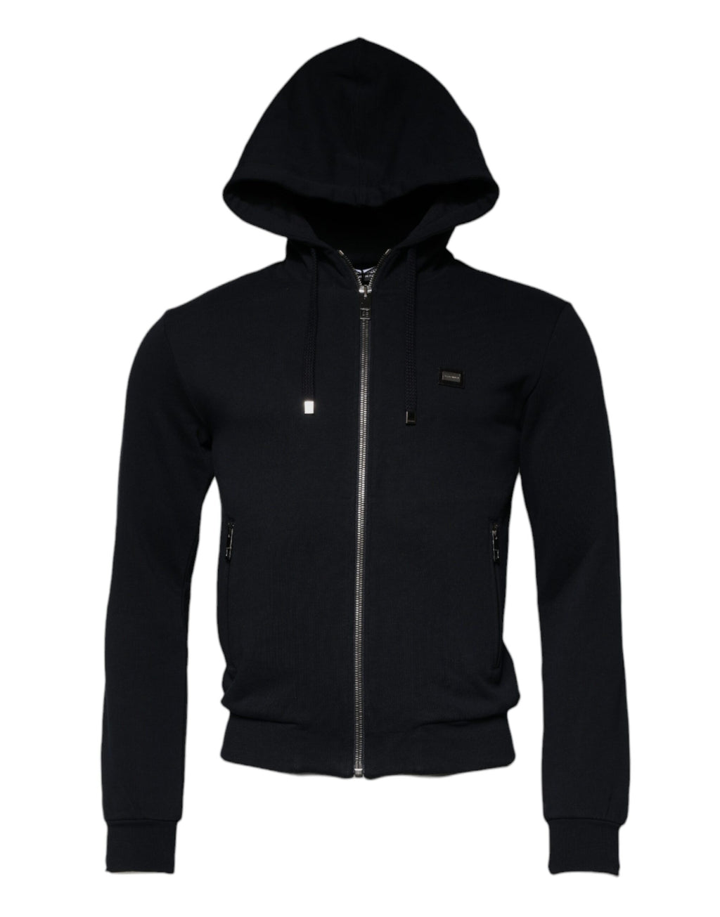 Dolce & Gabbana Blaues Logo Sweatshirt mit Kapuze und Reißverschluss Pullover