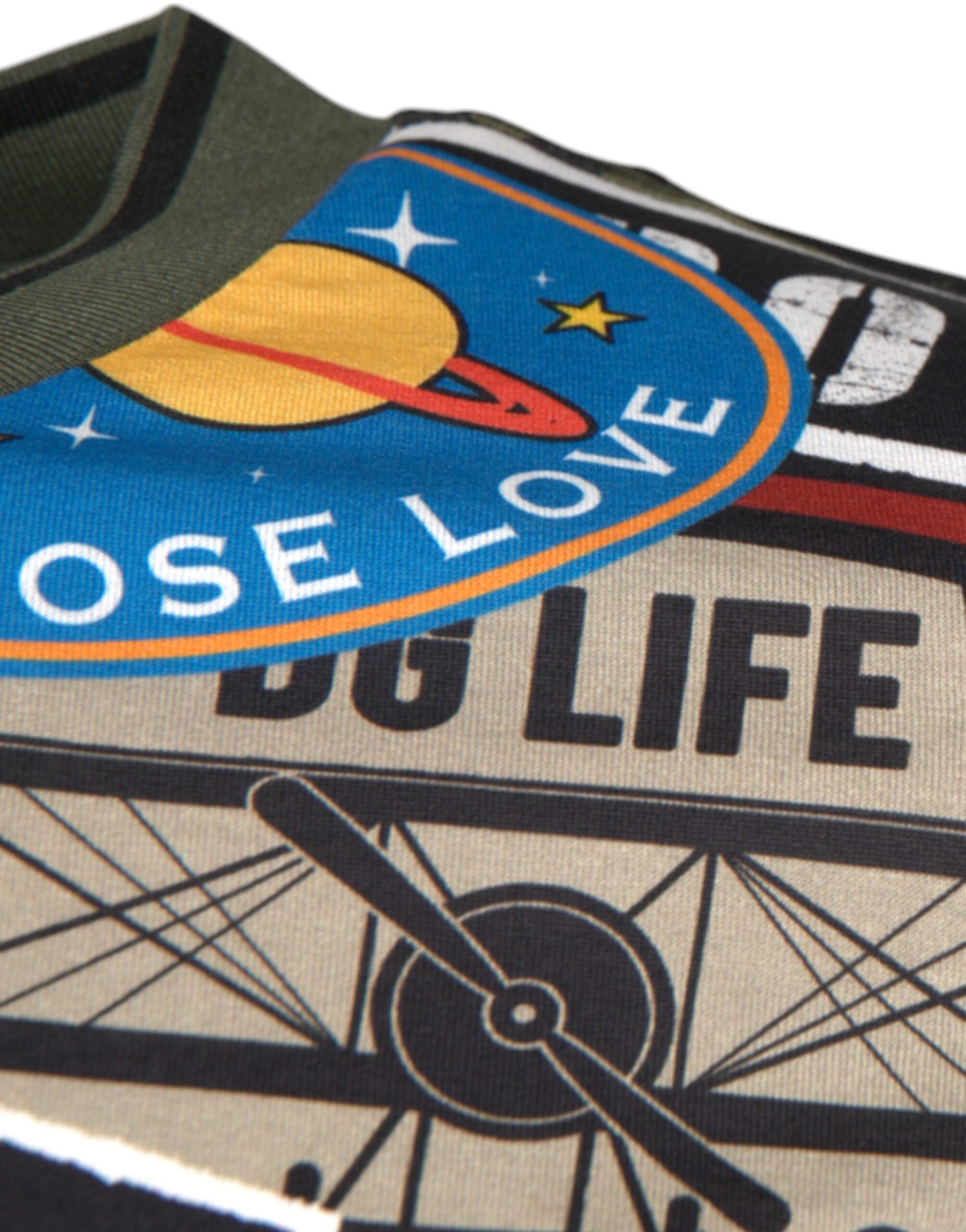 Dolce & Gabbana Mehrfarbiges T-Shirt mit Rundhalsausschnitt aus Baumwolle mit Grafikdruck