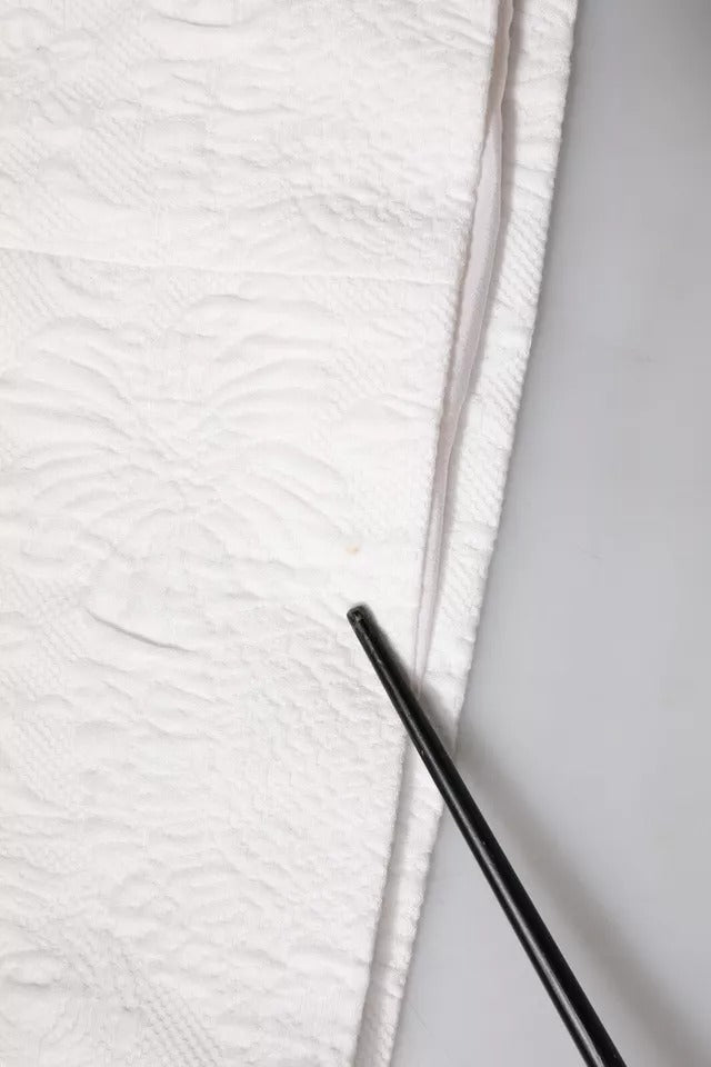 Dolce & Gabbana Weißes kristallverziertes Jacquard-Brokat-Minikleid