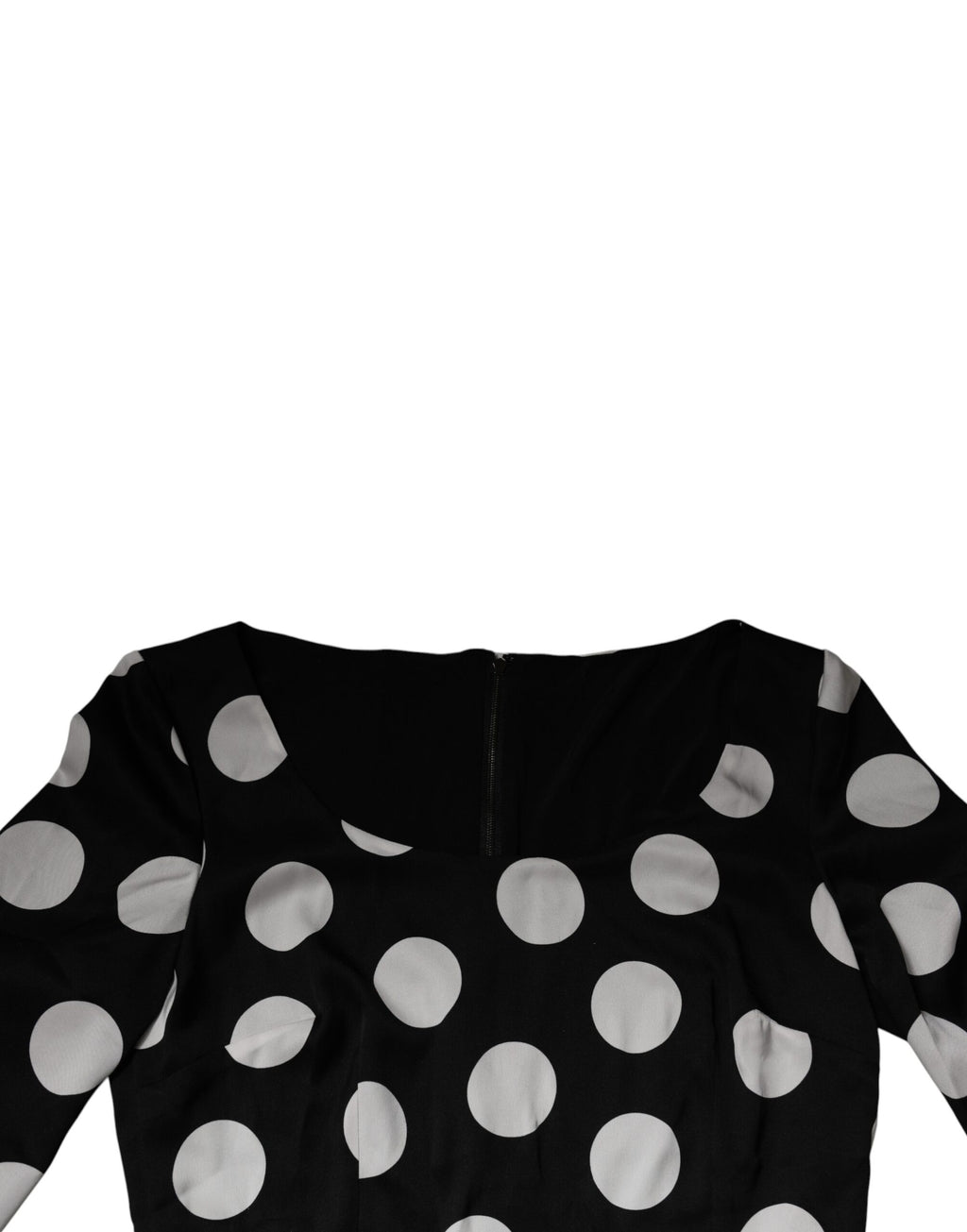 Dolce & Gabbana Schwarz Weiß Seide Polka Dots Etuikleid Midikleid