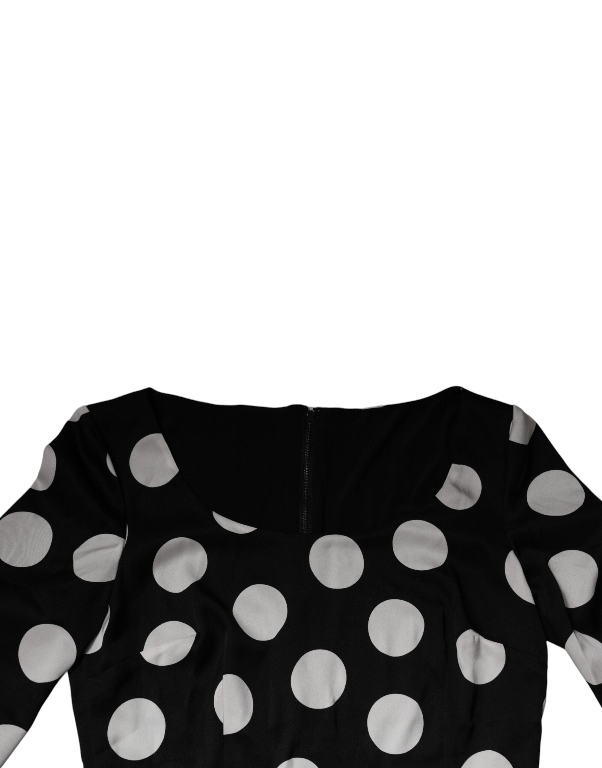 Dolce & Gabbana Schwarz Weiß Seide Polka Dots Etuikleid Midikleid