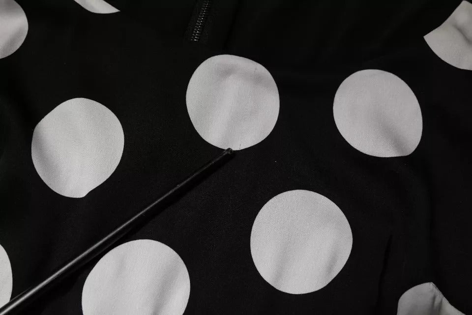 Dolce & Gabbana Schwarz Weiß Seide Polka Dots Etuikleid Midikleid