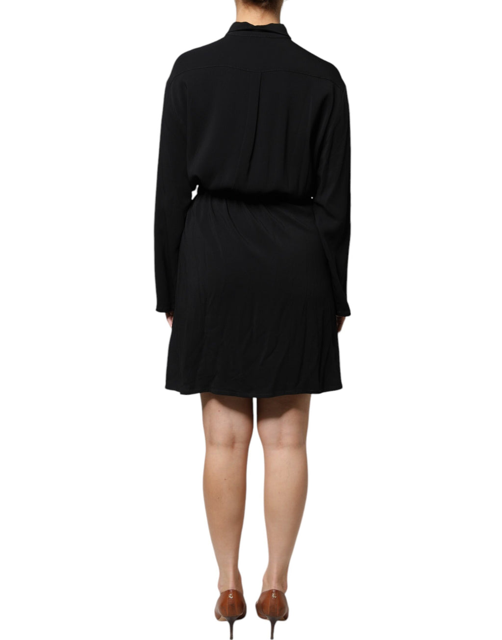 Emporio Armani Schwarzes Minikleid aus Viskose mit langen Ärmeln in A-Linie