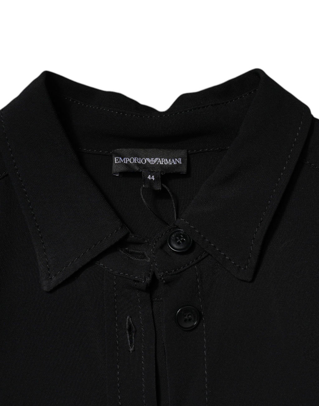 Emporio Armani Schwarzes Minikleid aus Viskose mit langen Ärmeln in A-Linie