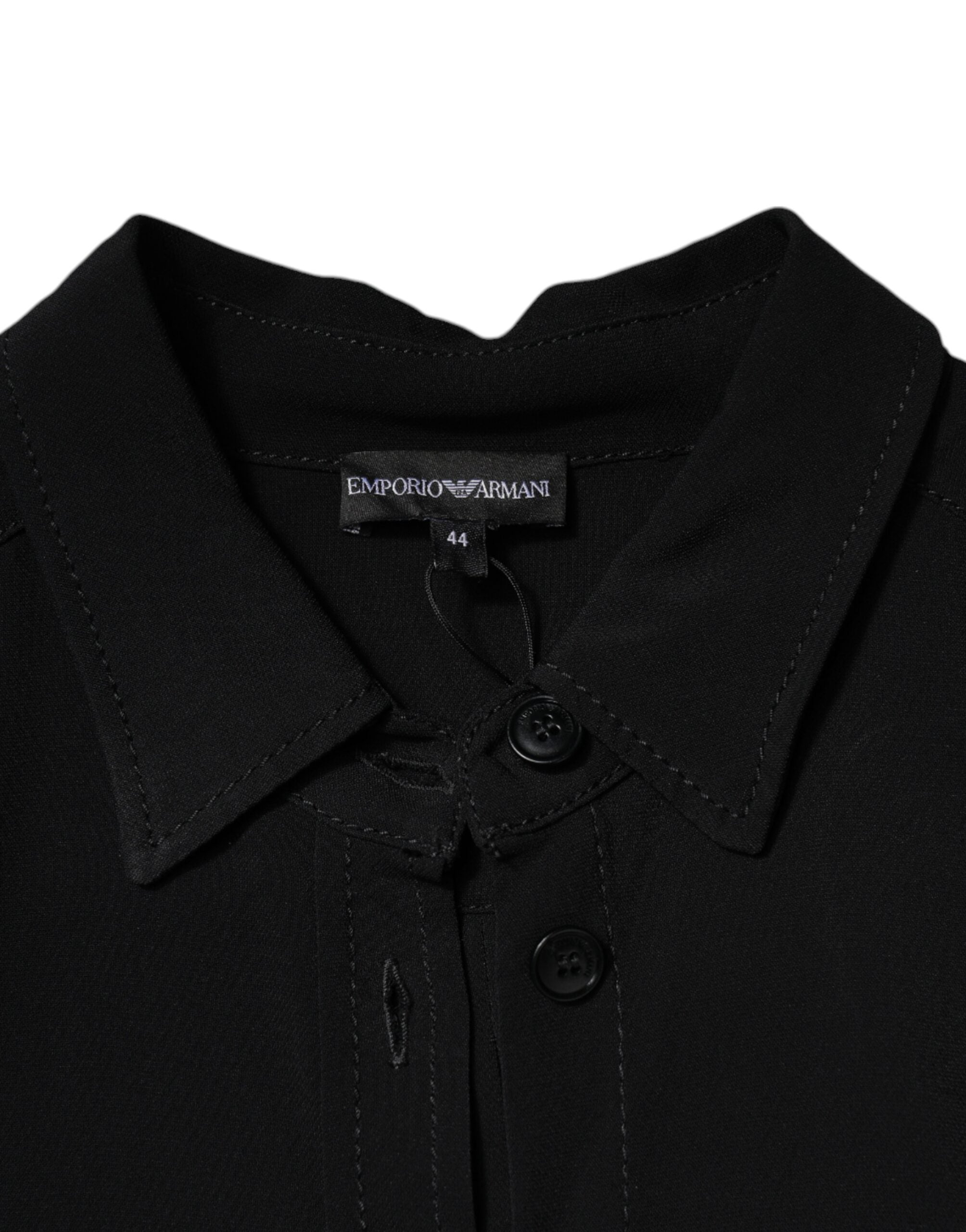 Emporio Armani Schwarzes Minikleid aus Viskose mit langen Ärmeln in A-Linie