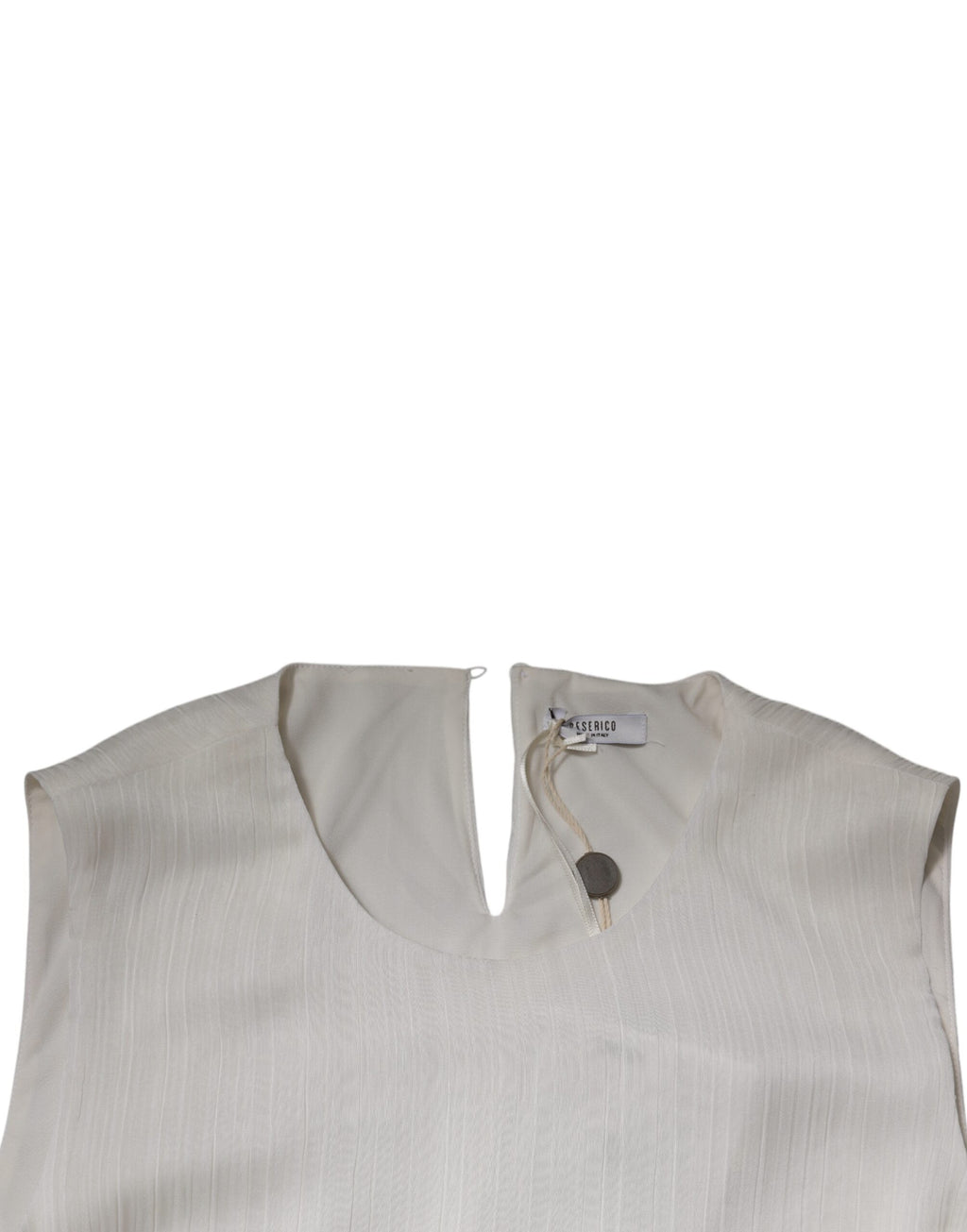 Peserico Weißes ärmelloses Rundhals-Shiftkleid Langes Maxikleid