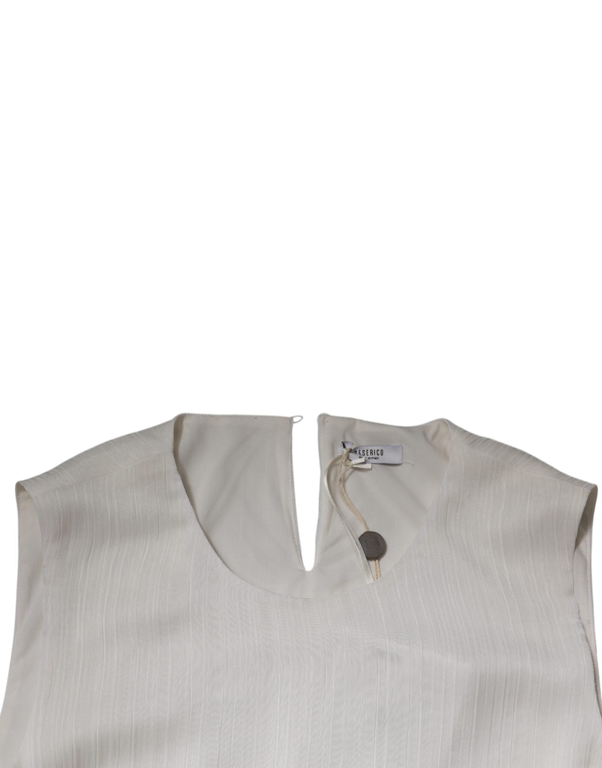 Peserico Weißes ärmelloses Rundhals-Shiftkleid Langes Maxikleid