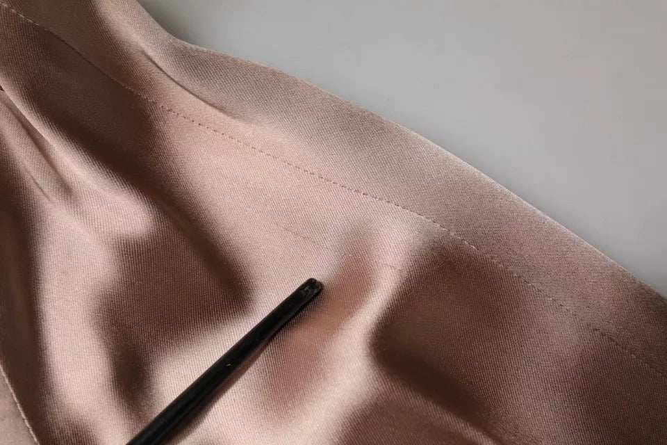 Emporio Armani Rosa Satin Langärmeliges Etuikleid Wickelminikleid