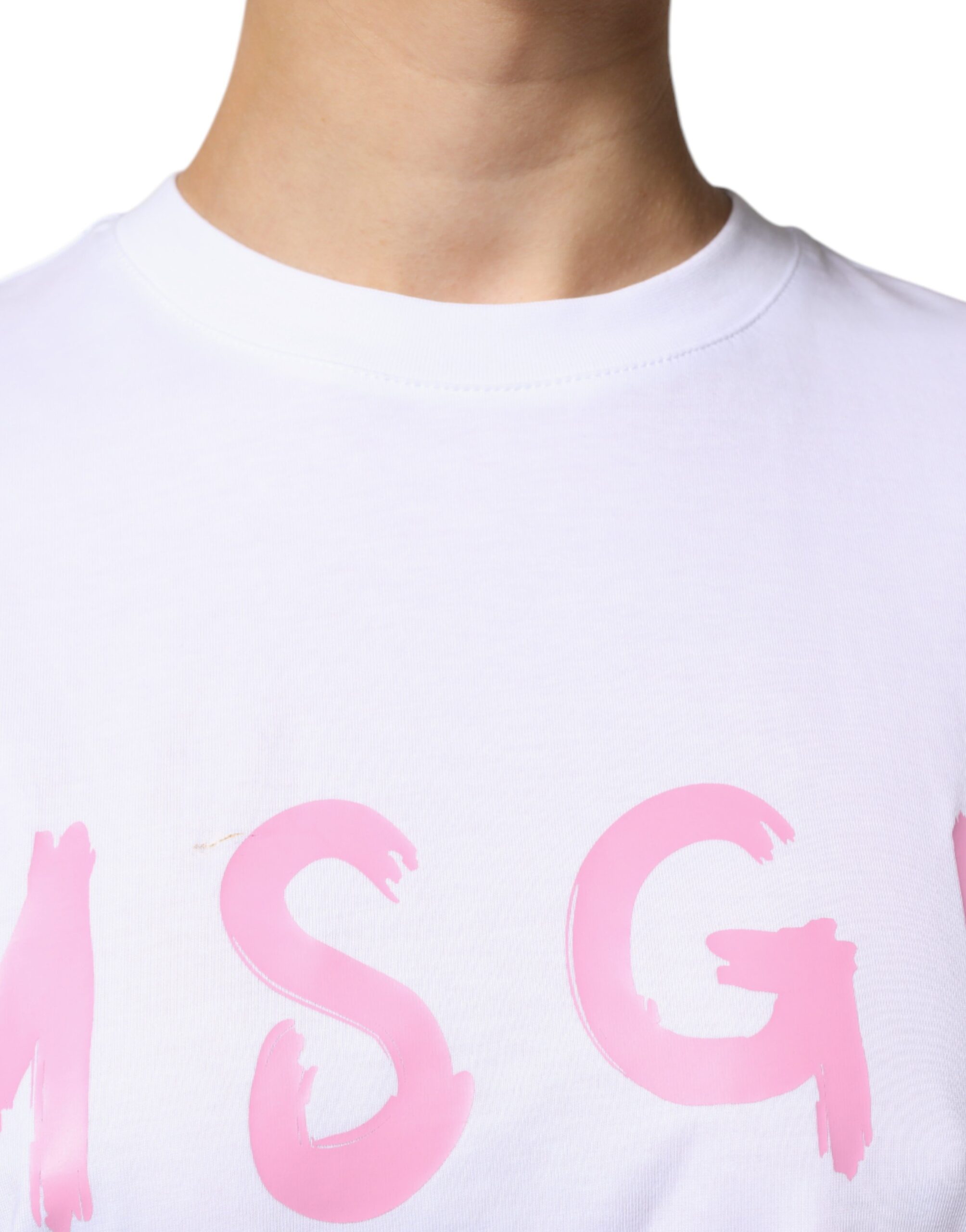 MSGM Weißes T-Shirt mit Logodruck aus Baumwolle und kurzen Ärmeln Minikleid
