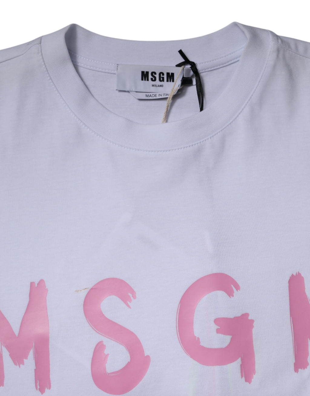 MSGM Weißes T-Shirt mit Logodruck aus Baumwolle und kurzen Ärmeln Minikleid