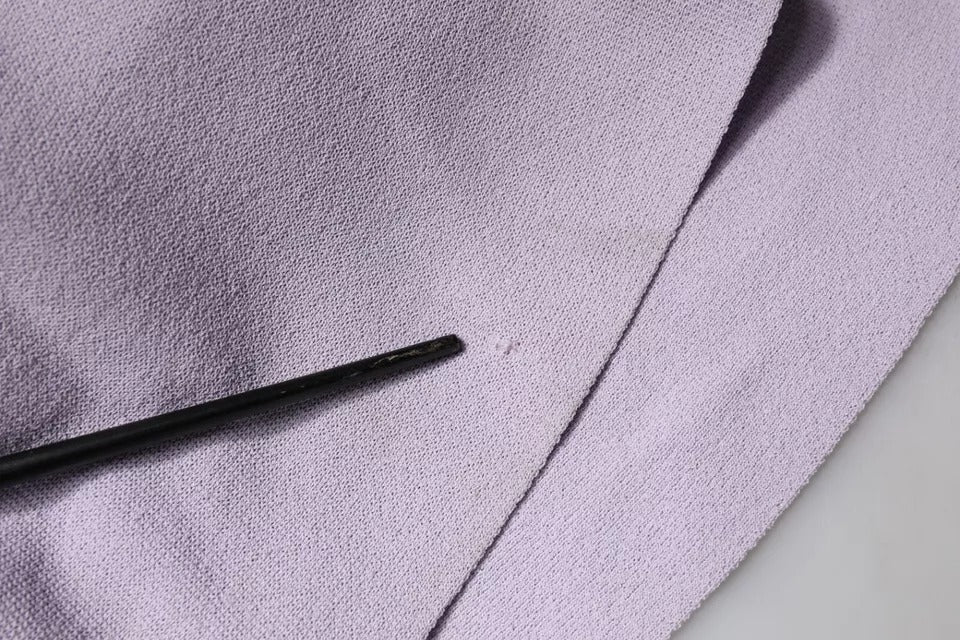 Blumarine Lila Kurzärmeliges Midikleid mit floralem Spitzenbesatz in A-Linie