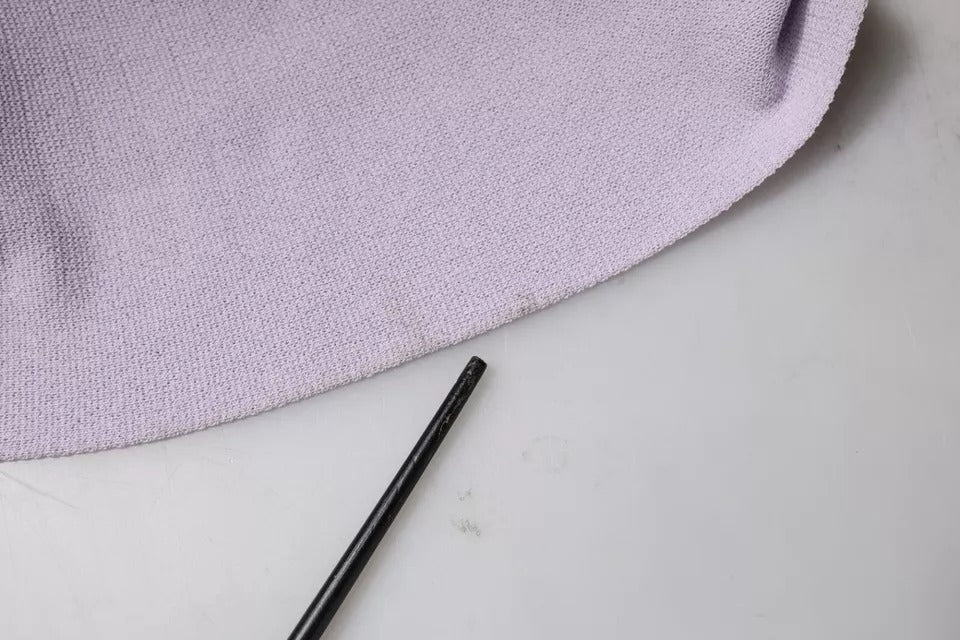 Blumarine Lila Kurzärmeliges Midikleid mit floralem Spitzenbesatz in A-Linie